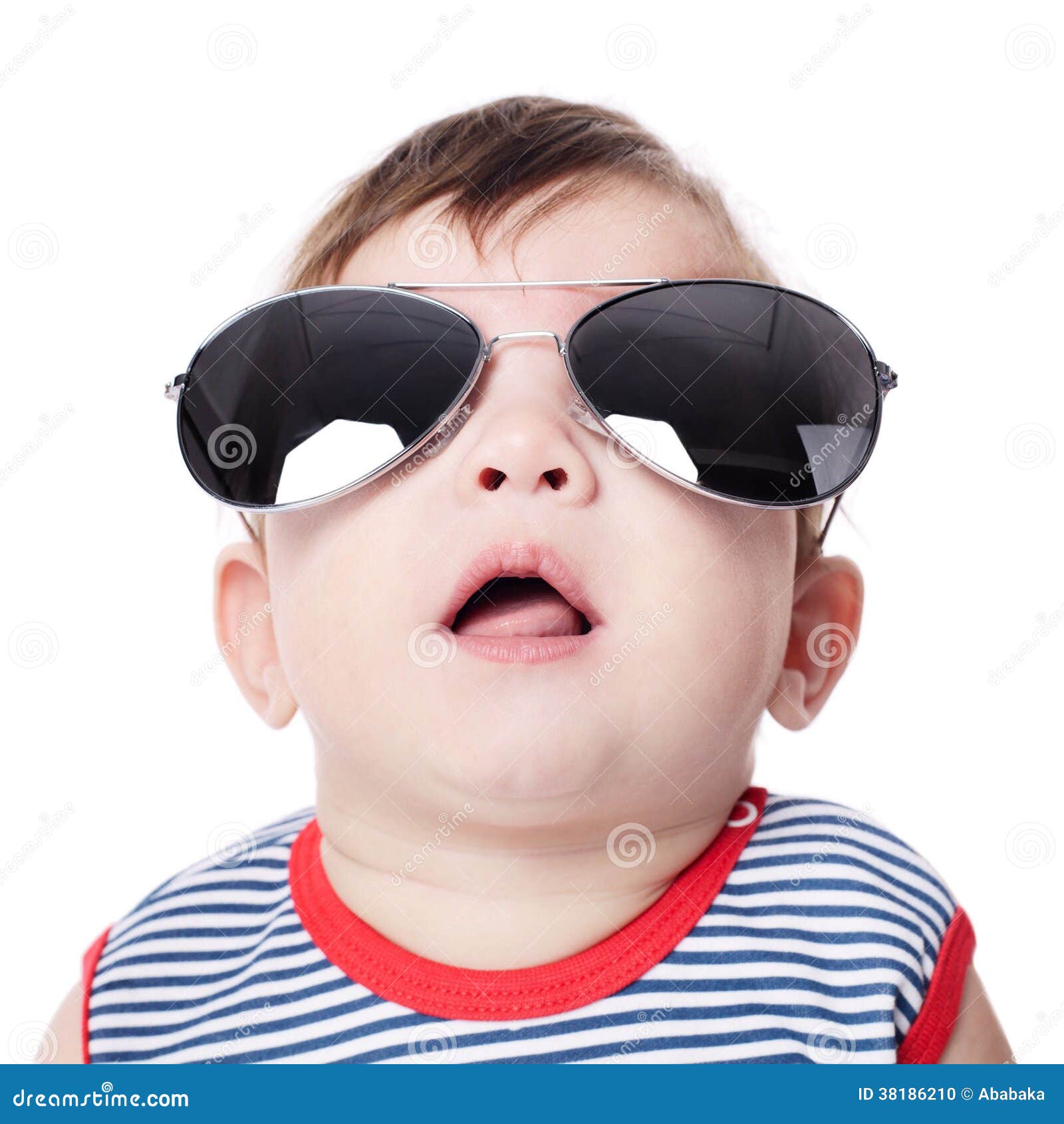 Baby With Sunglasses Isolated On White Background Stock Photo Image