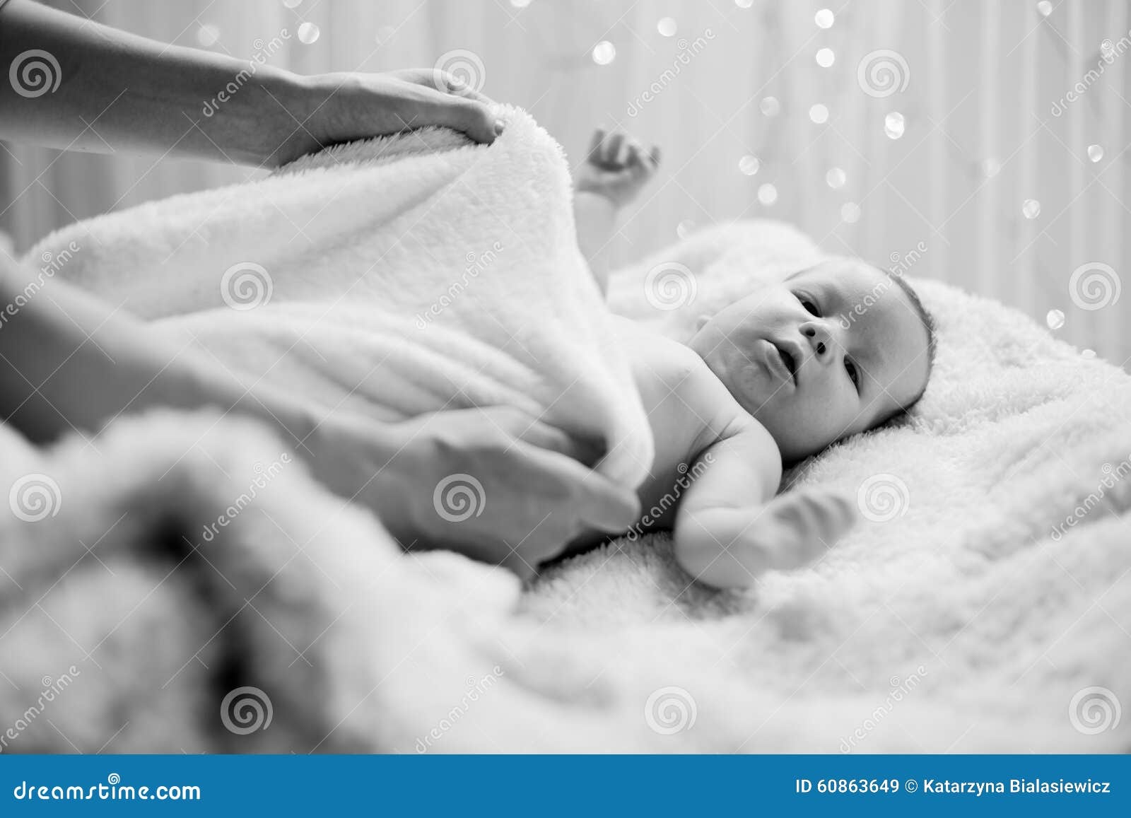 Baby swaddle with blanket stock image. Image of babe 60863649