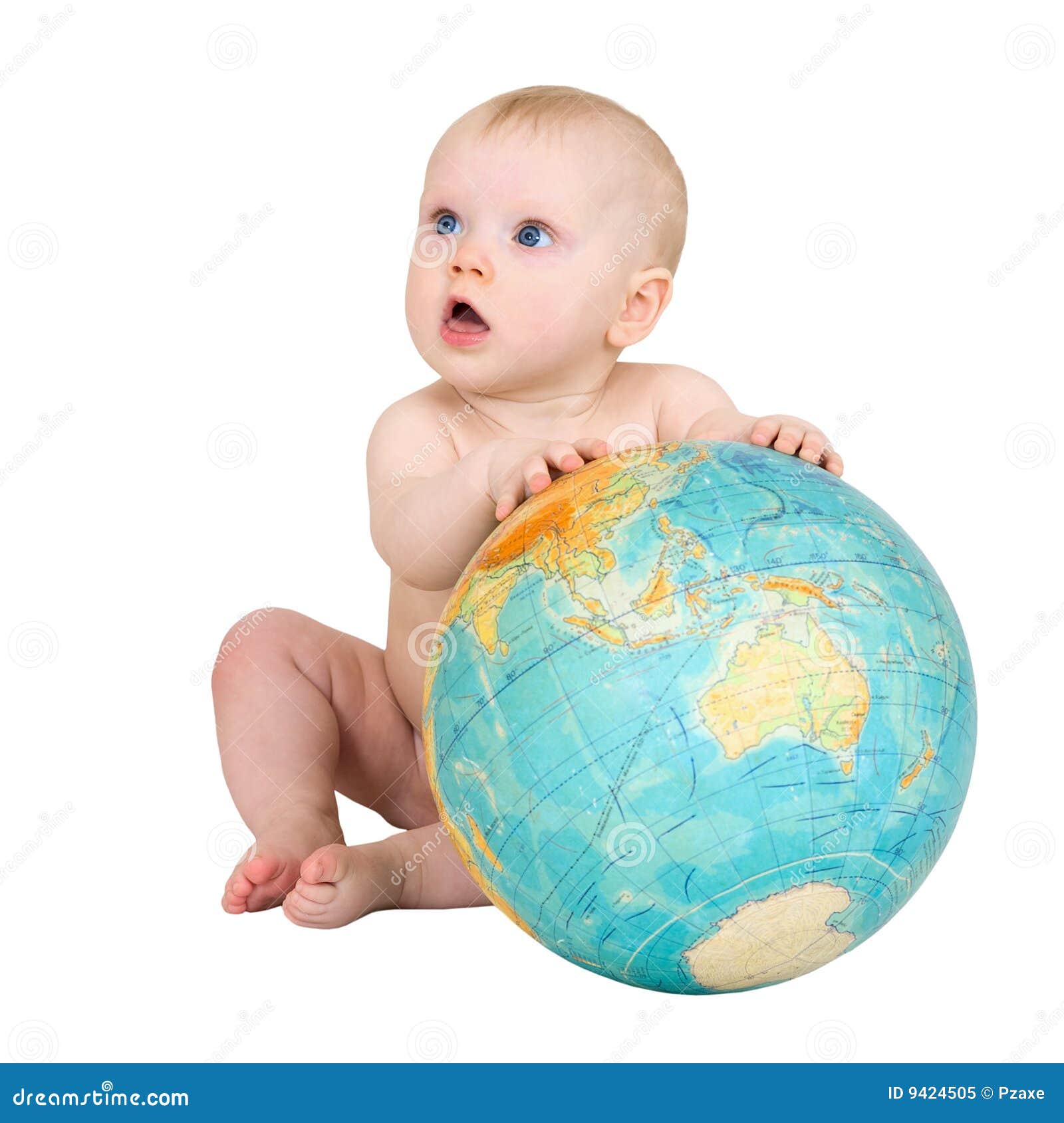 baby and terrestrial globe