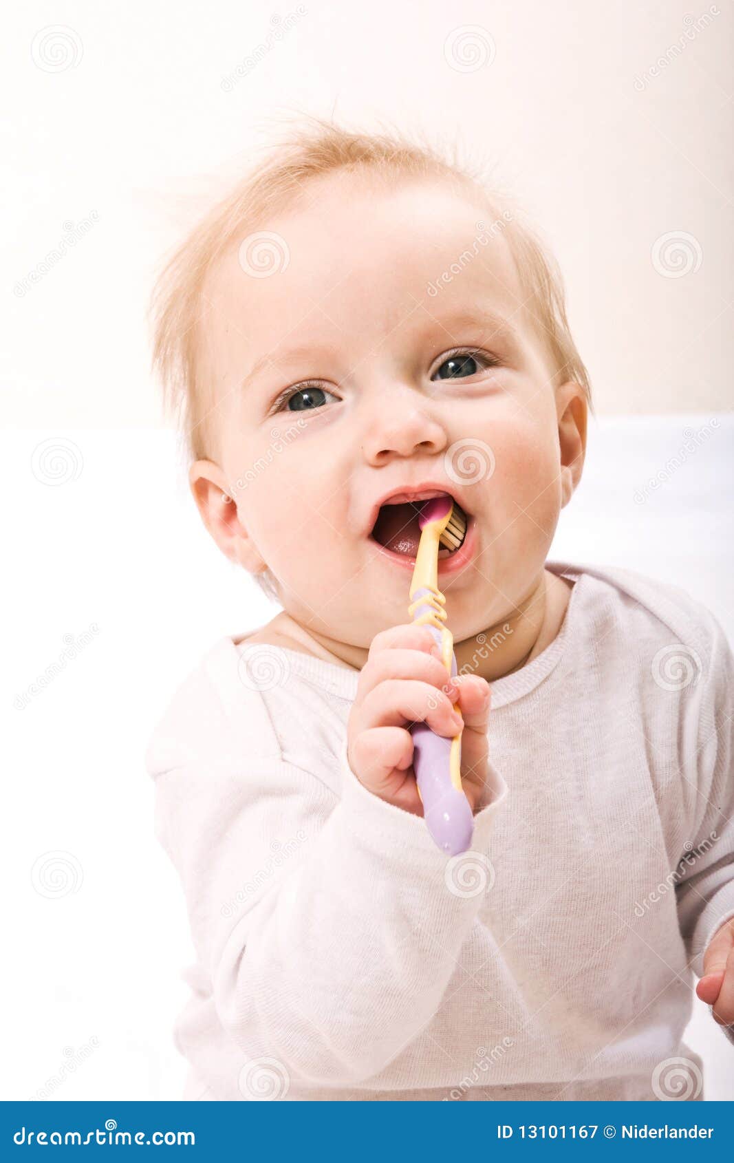 Baby with toothbrush stock image. Image of face, infant 13101167