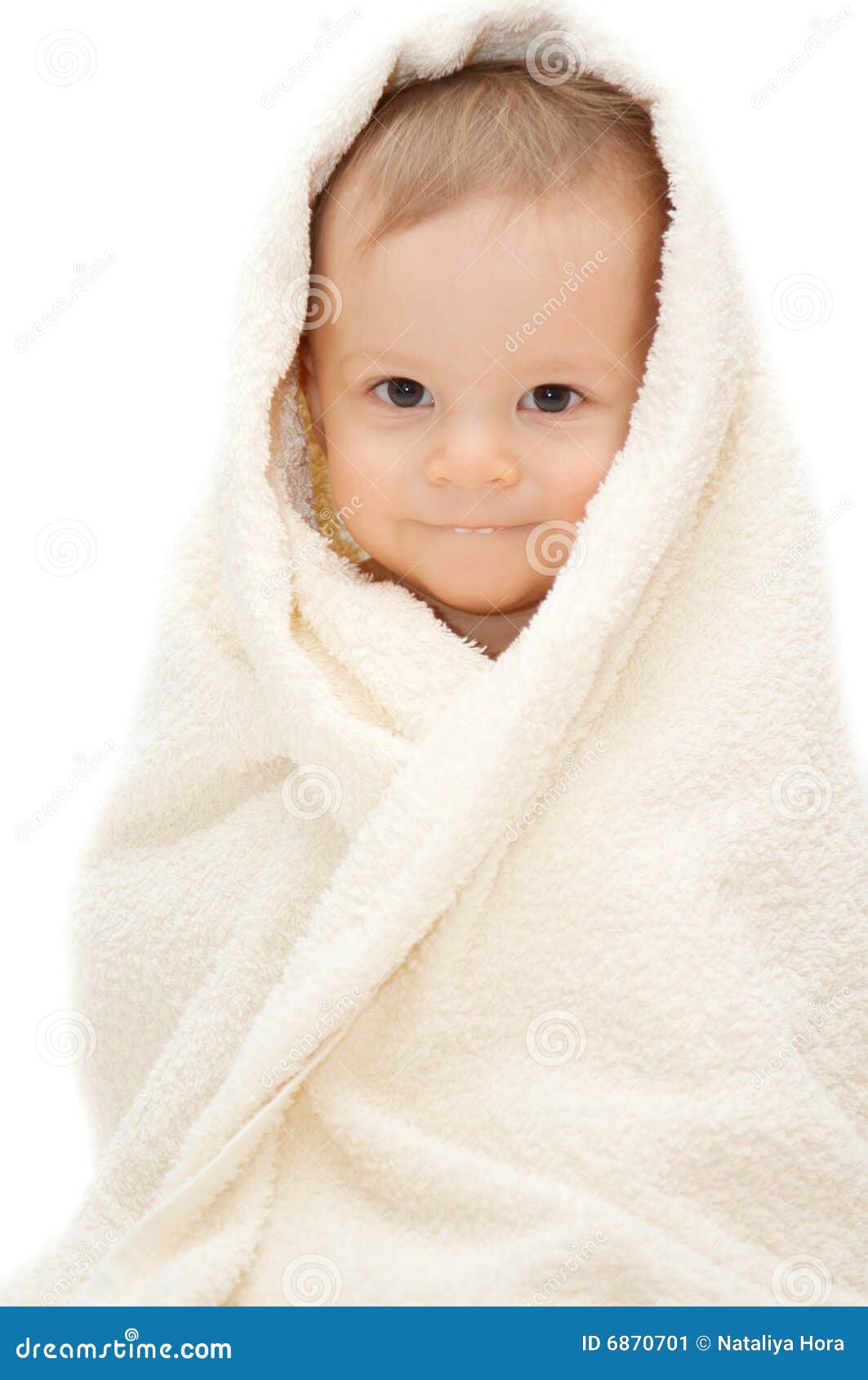 Baby in towel stock image. Image of cheerful, infancy - 6870701