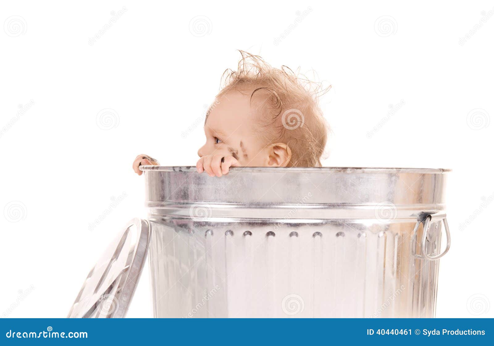 Baby in trash can stock image. Image of recycle, nice 40440461