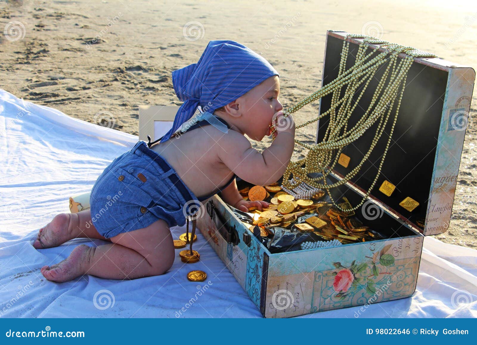 A Baby and a Treasure Chest Stock Photo Image of infant, gold 98022646