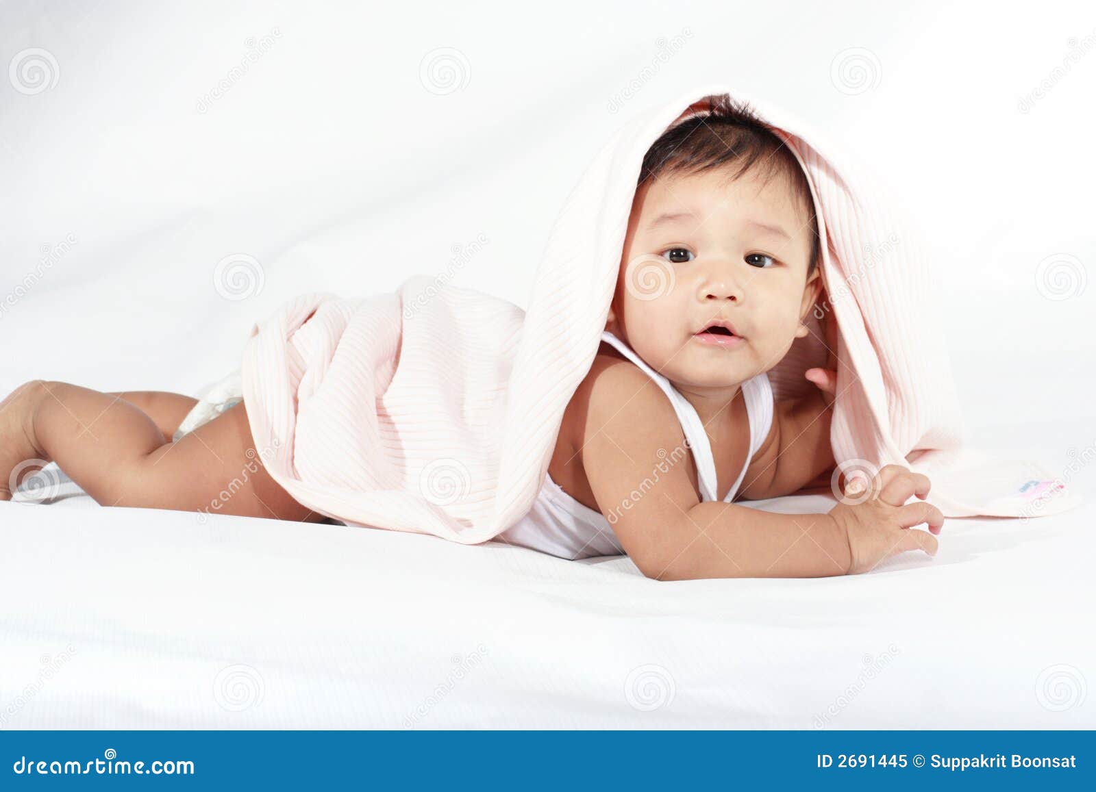 Baby under a blanket stock image. Image of covered, adorable 2691445