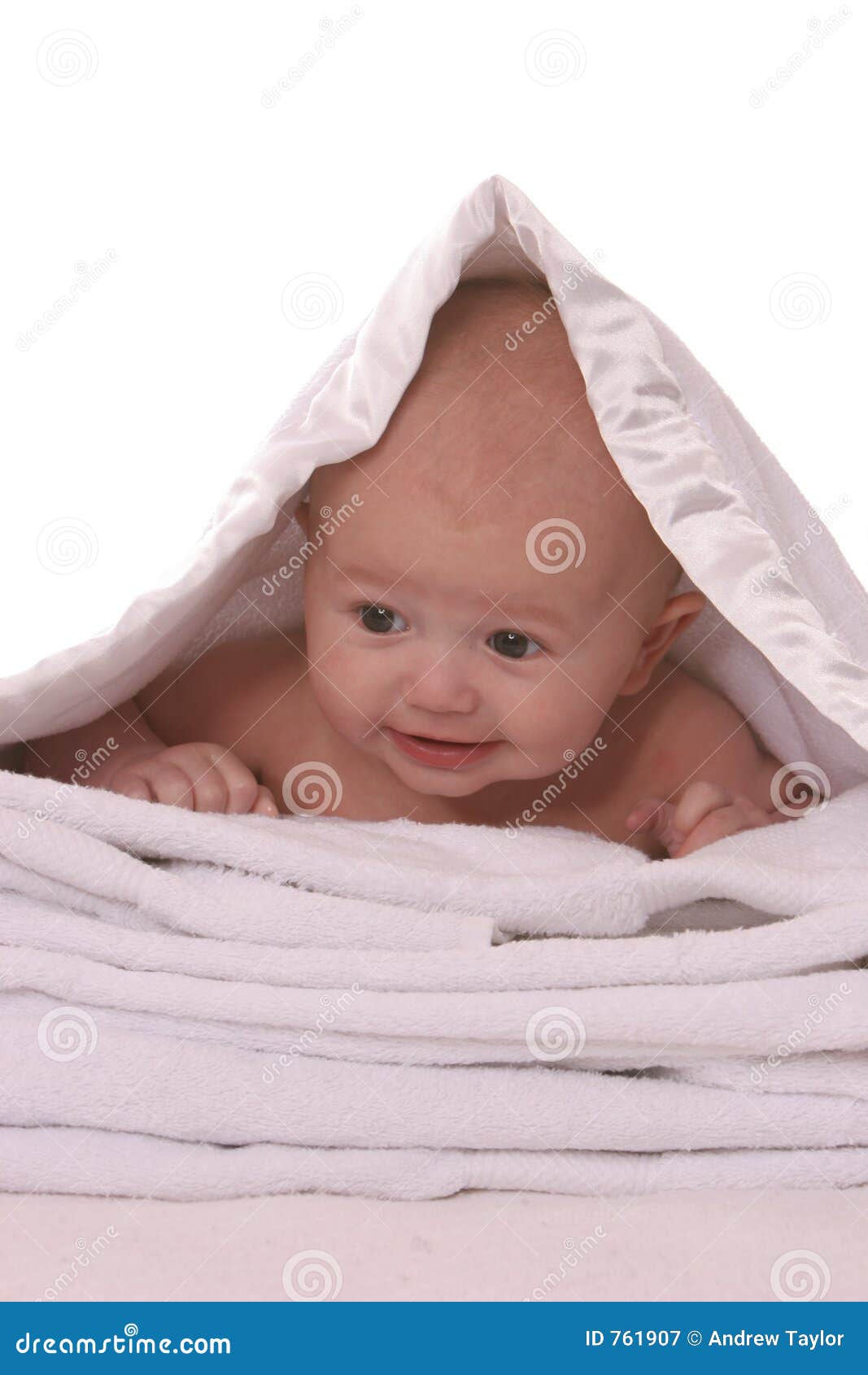 Happy Baby Girl Under Blanket At Home Stock Photo - Image 