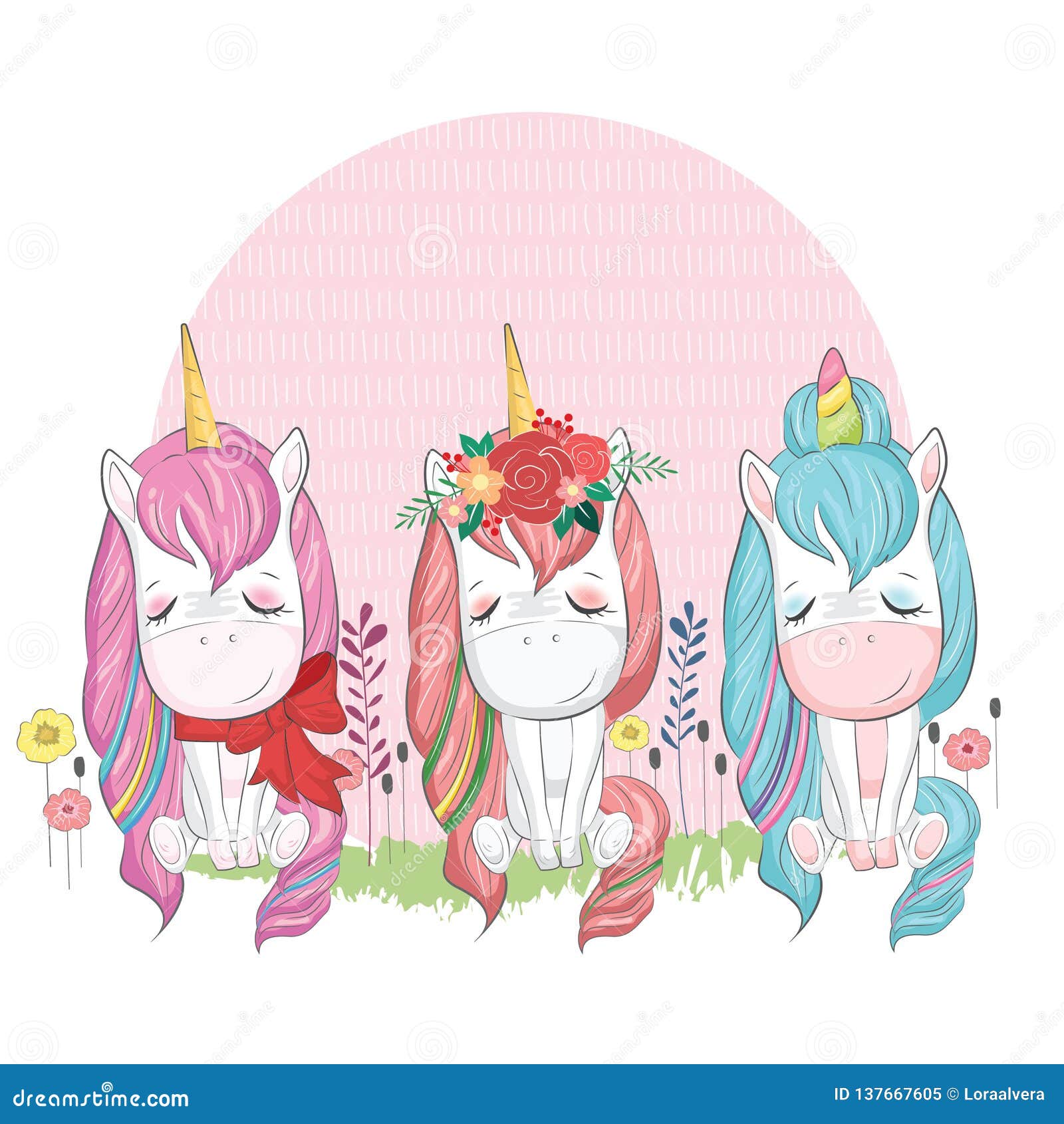 Unicorn in 3 colors stock vector. Illustration of couple - 137667605