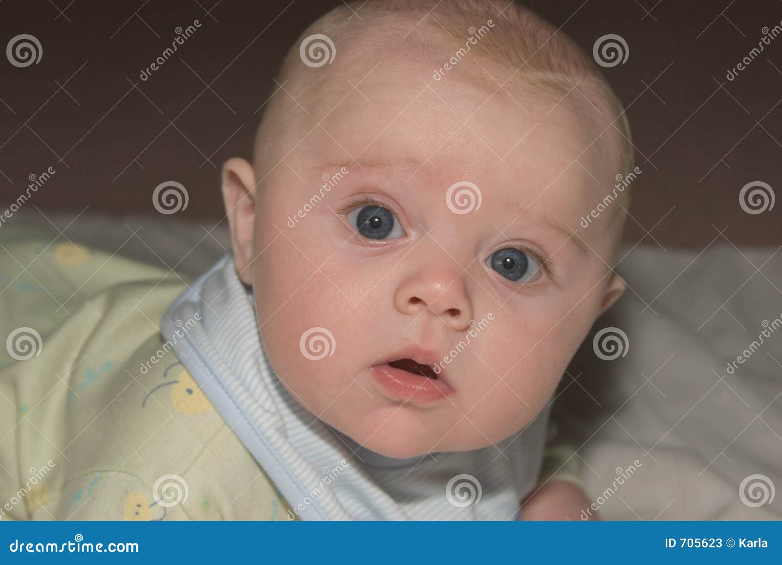 Baby wakes up stock image. Image of pastel, curiosity, alert 705623