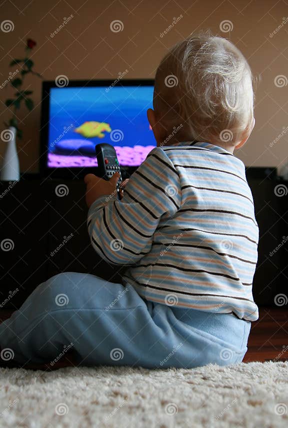 Baby Watching Tv Stock Photo Image Of Color Technology 11162166