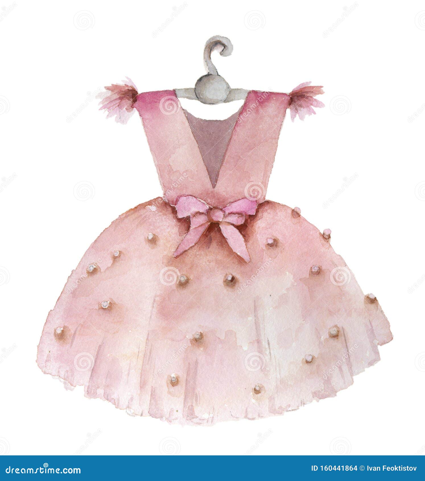 Watercolor Dress Pink Cartoon Illustration | CartoonDealer.com #49831836