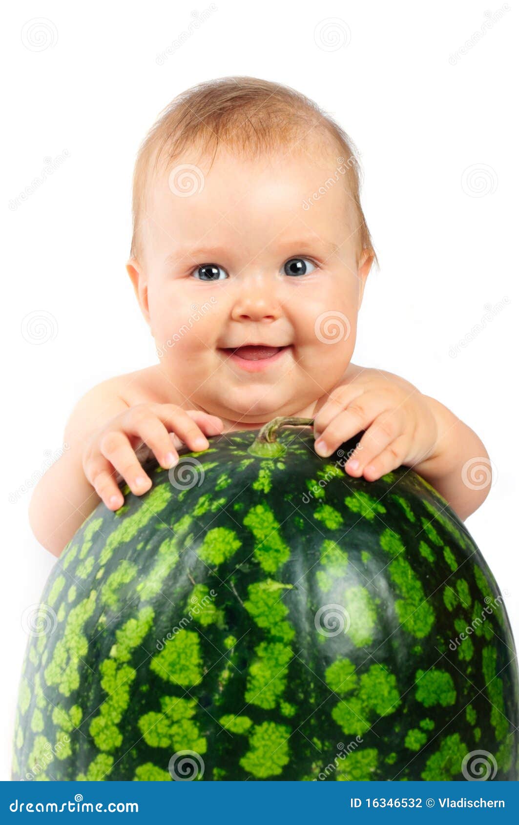 Baby with a watermelon stock photo. Image of healthy 16346532