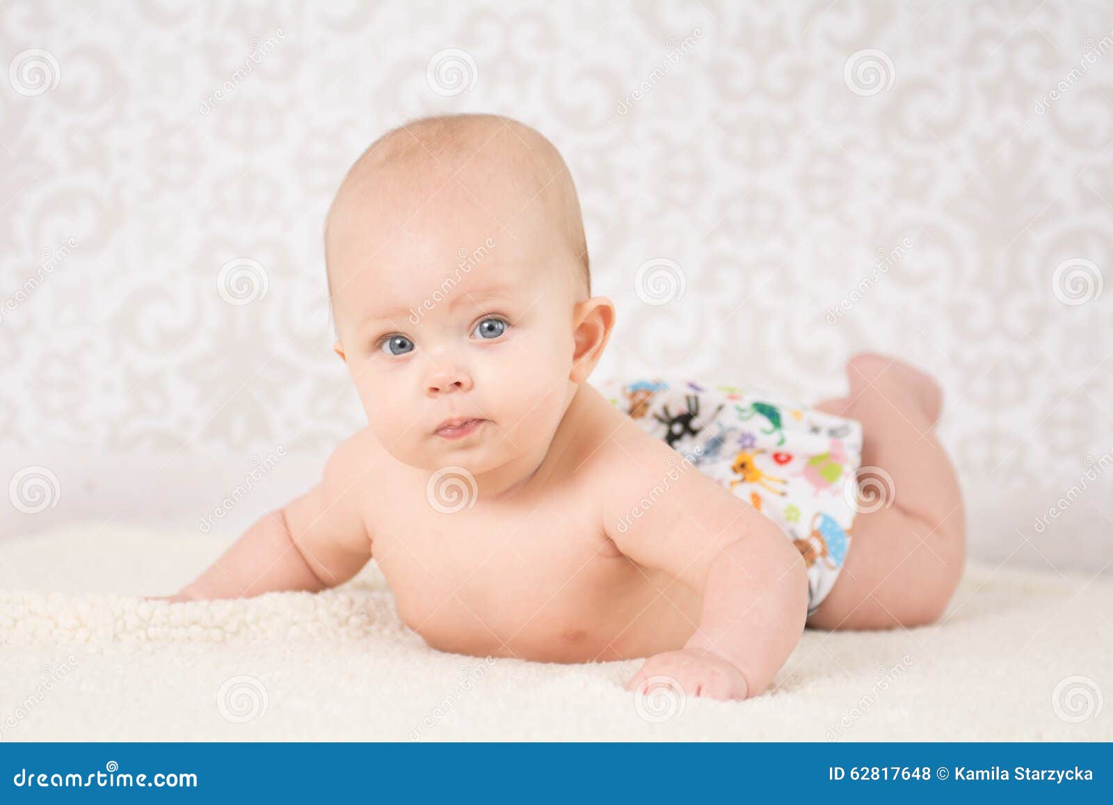 Baby Wearing A Reusable Nappy Stock Photo Image of washable, infant