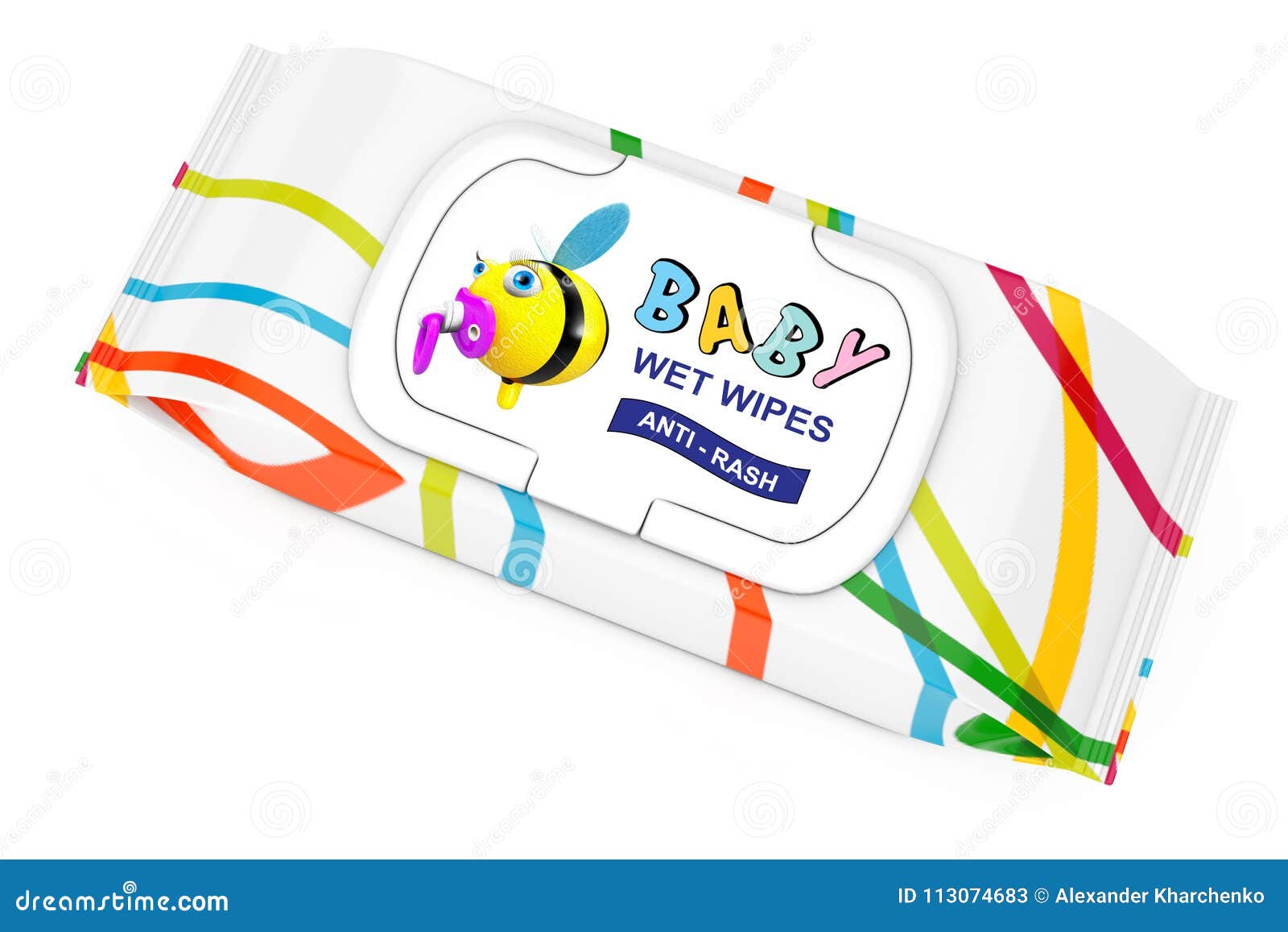 Baby Wet Wipes Package. 3d Rendering Stock Illustration Illustration