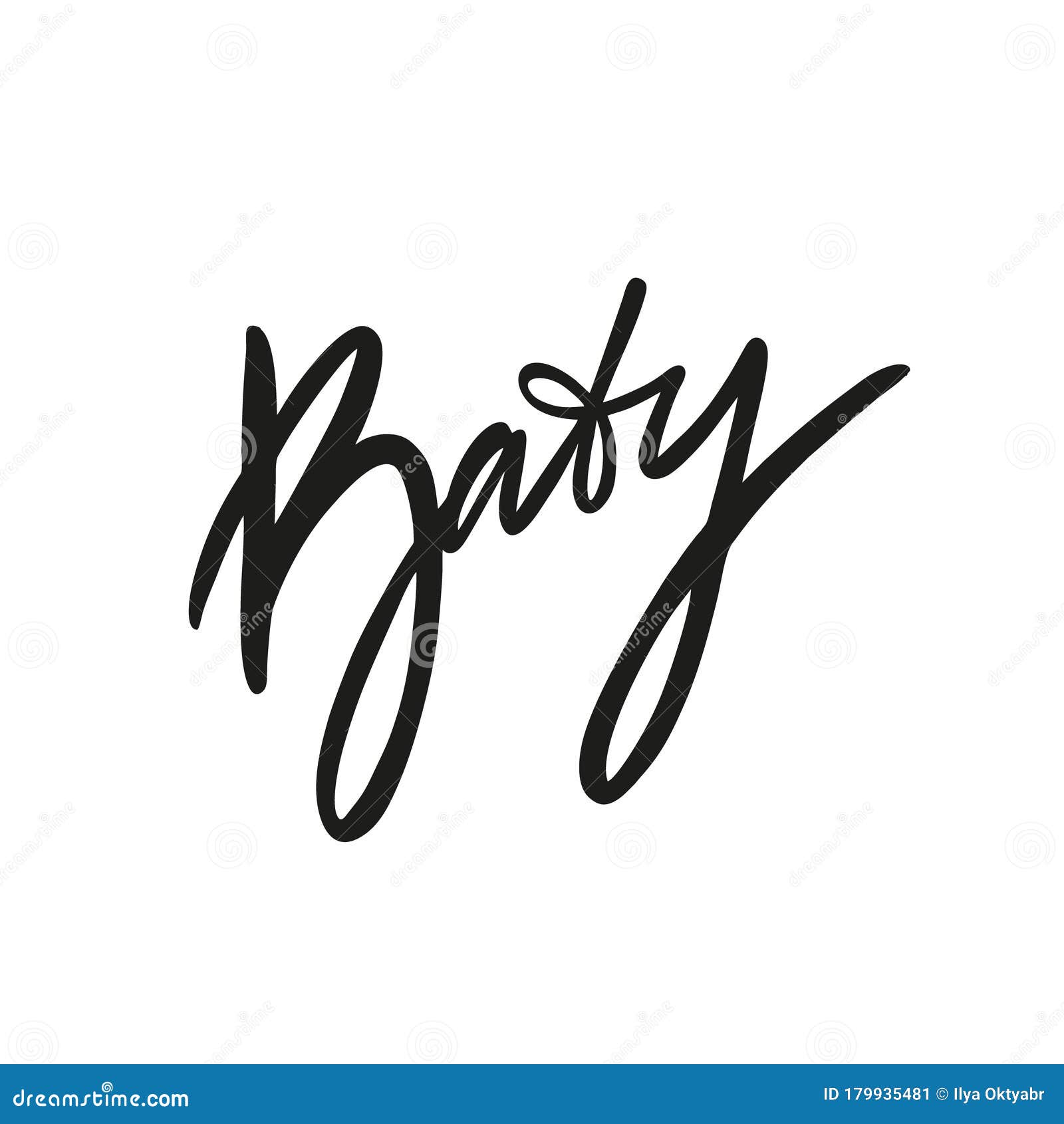 Download Baby Word. Hand Drawn Lettering. Black Color Text. Vector ...