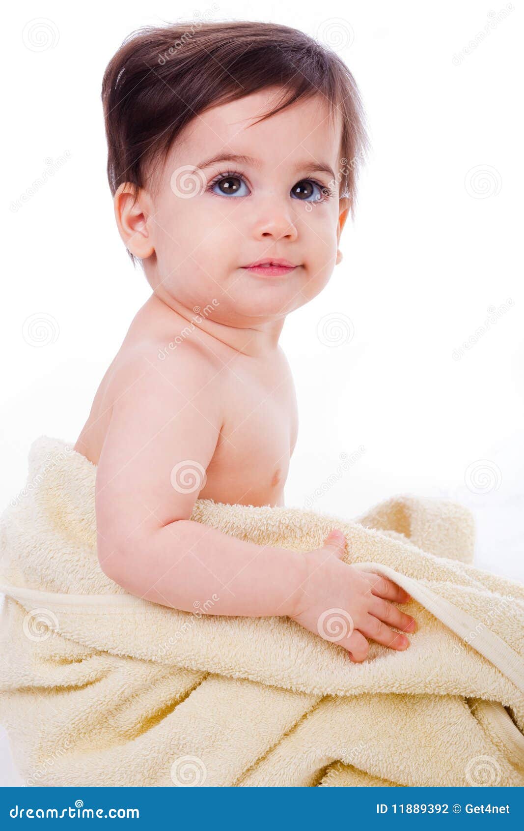 Baby wrapped in bath towel stock photo. Image of blanket - 11889392