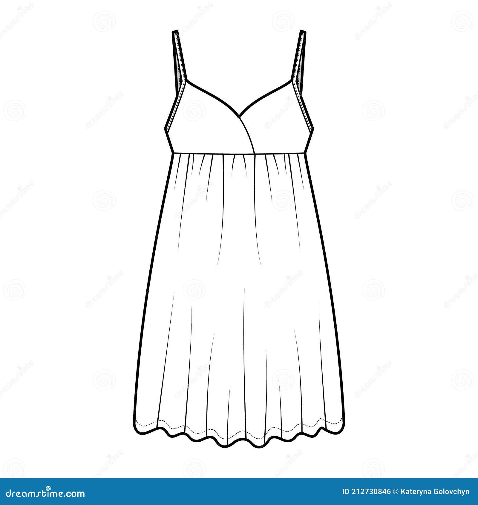 Babydoll Dress Sleepwear Pajama Technical Fashion Illustration with Mini  Length, Oversized, Adjustable Shoulder Straps Stock Vector - Illustration  of sleepwear, girl: 212730846