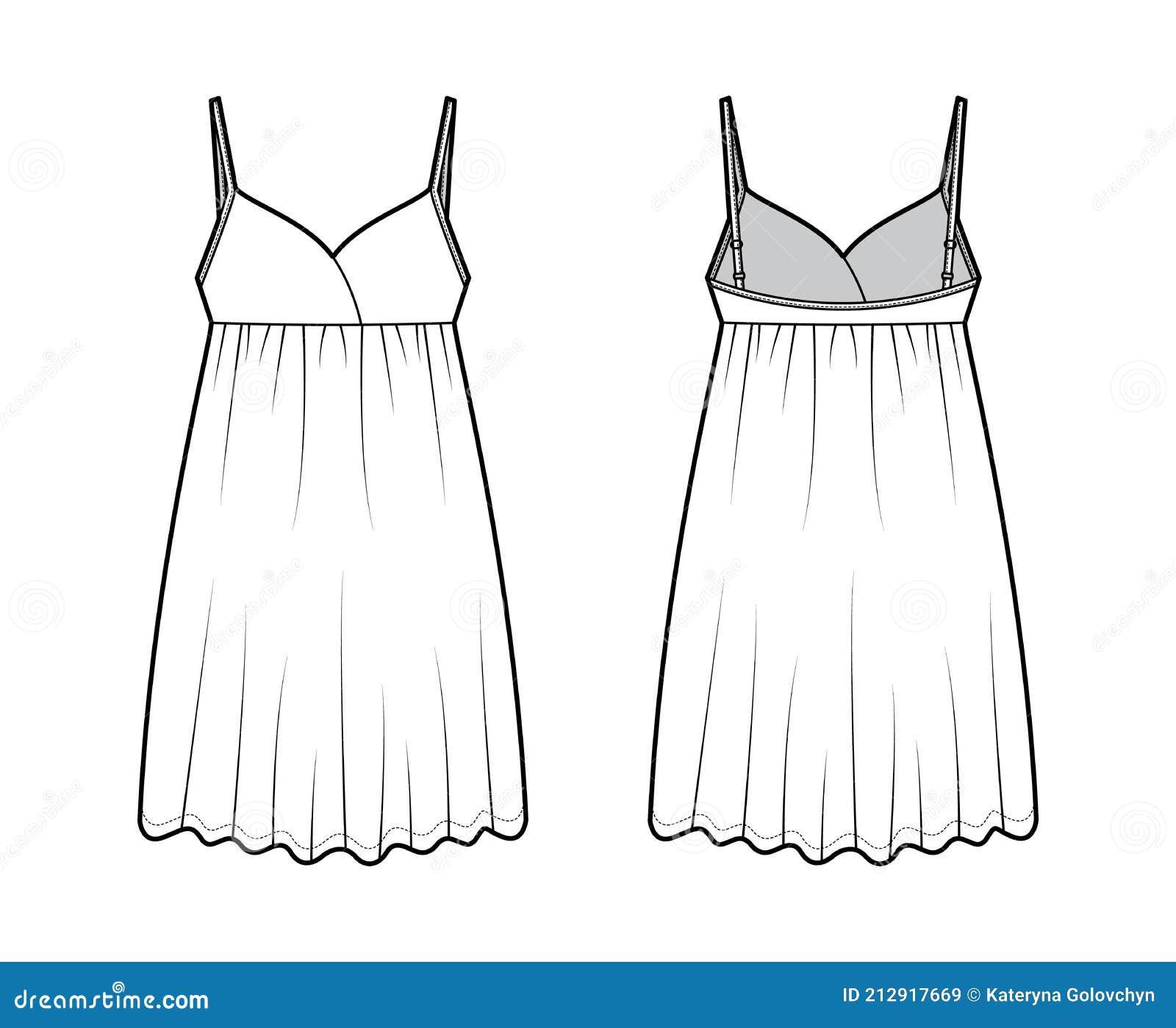 Babydoll Dress Sleepwear Pajama Technical Fashion Illustration with Mini  Length, Oversized, Adjustable Shoulder Straps Stock Vector - Illustration  of template, white: 212917669