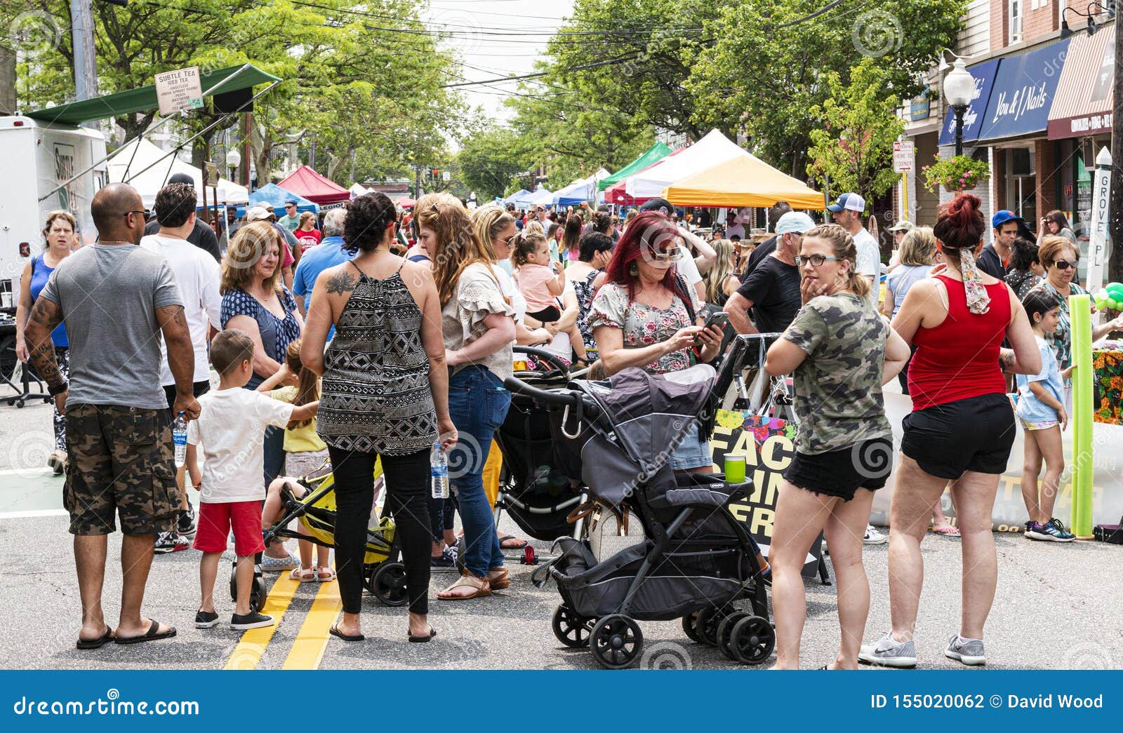 Crowds at a Street Fair in Babylon New York Editorial Photography