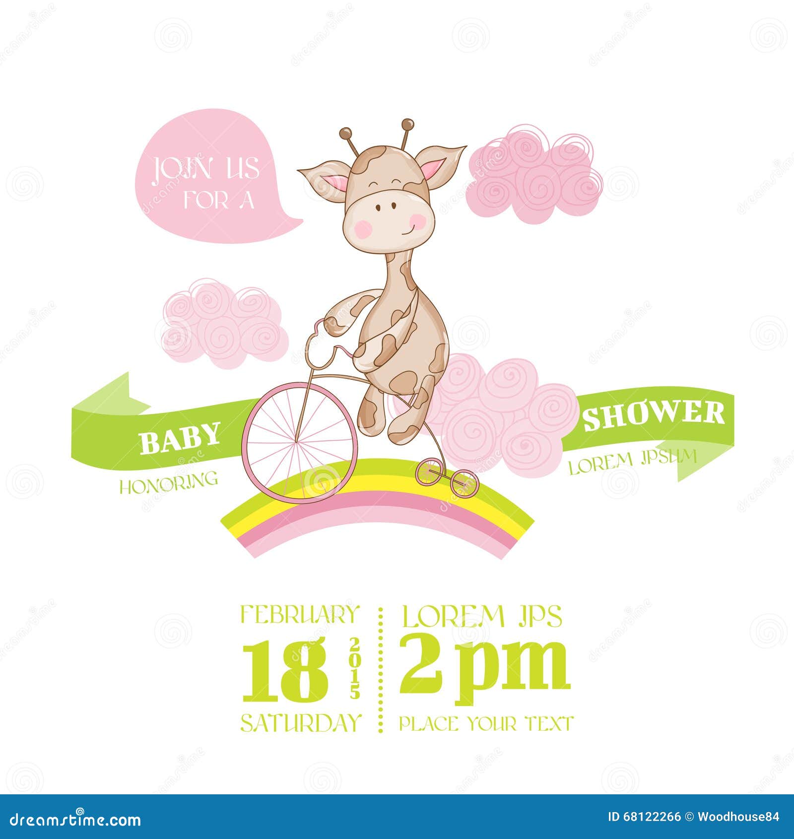 Babyparty Oder Ankunfts Karte Mit Baby Giraffe Vektor Abbildung Illustration Von Babyparty Baby