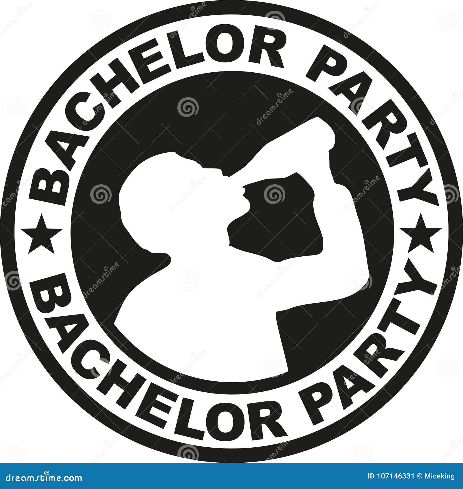 bachelor party badge with drinking man