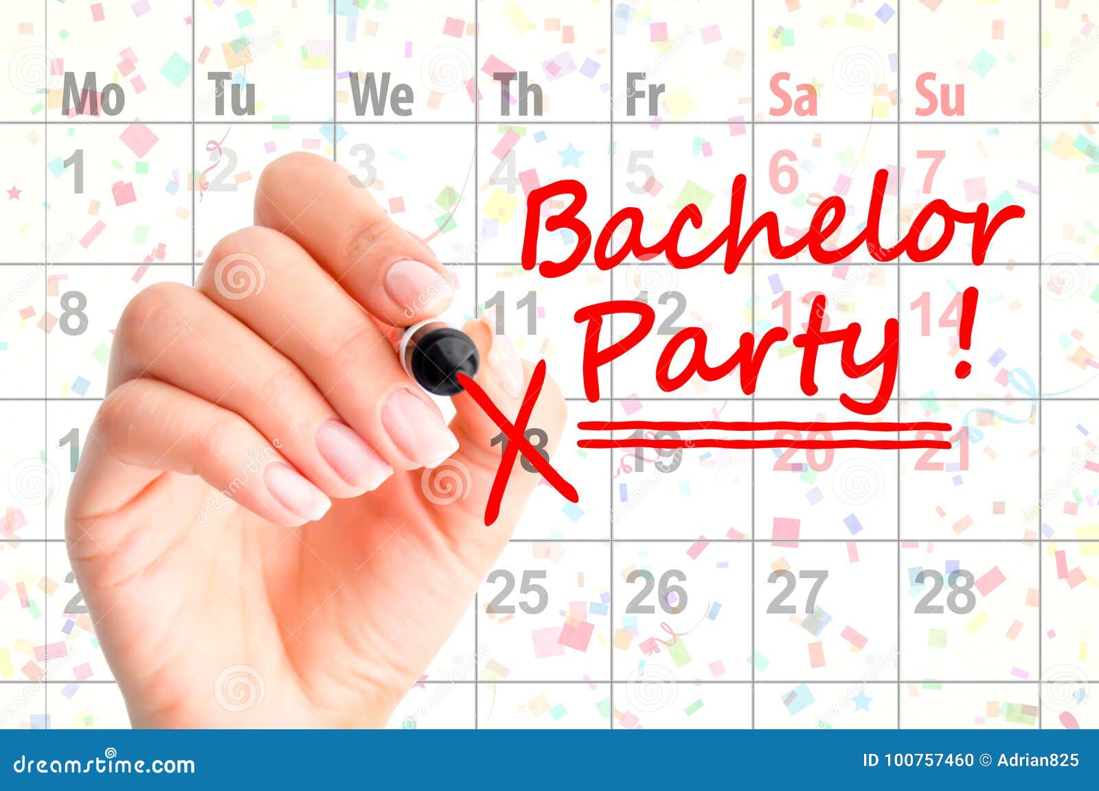 bachelor party noted on calendar