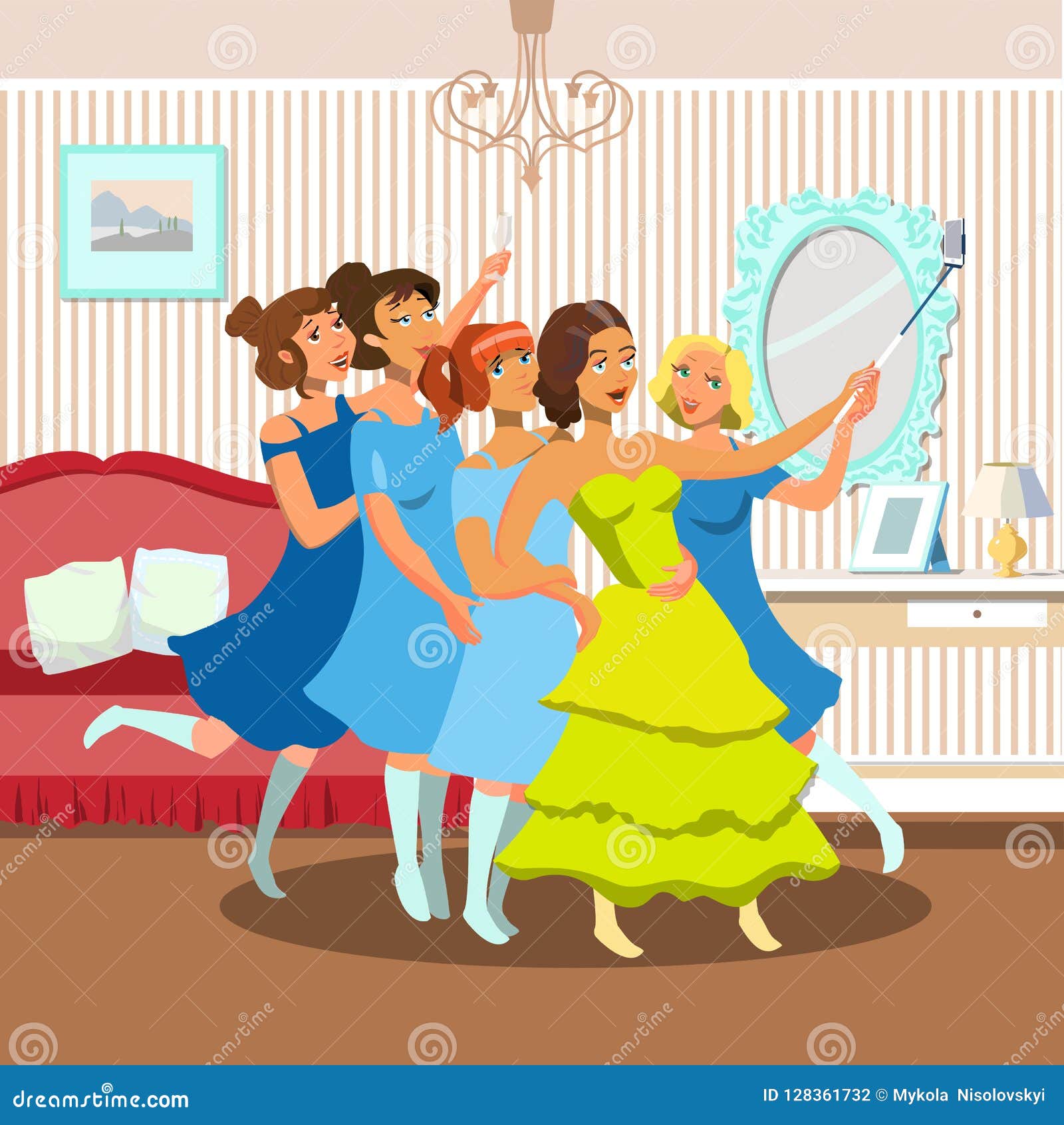 Bachelorette Party. Vector Flat Illustration. Stock Vector - Illustration of cartoon, love: 128361732 Bachelorette Party. Vector Flat Illustration. Stock Vector - Illustration of cartoon, love: 128361732
