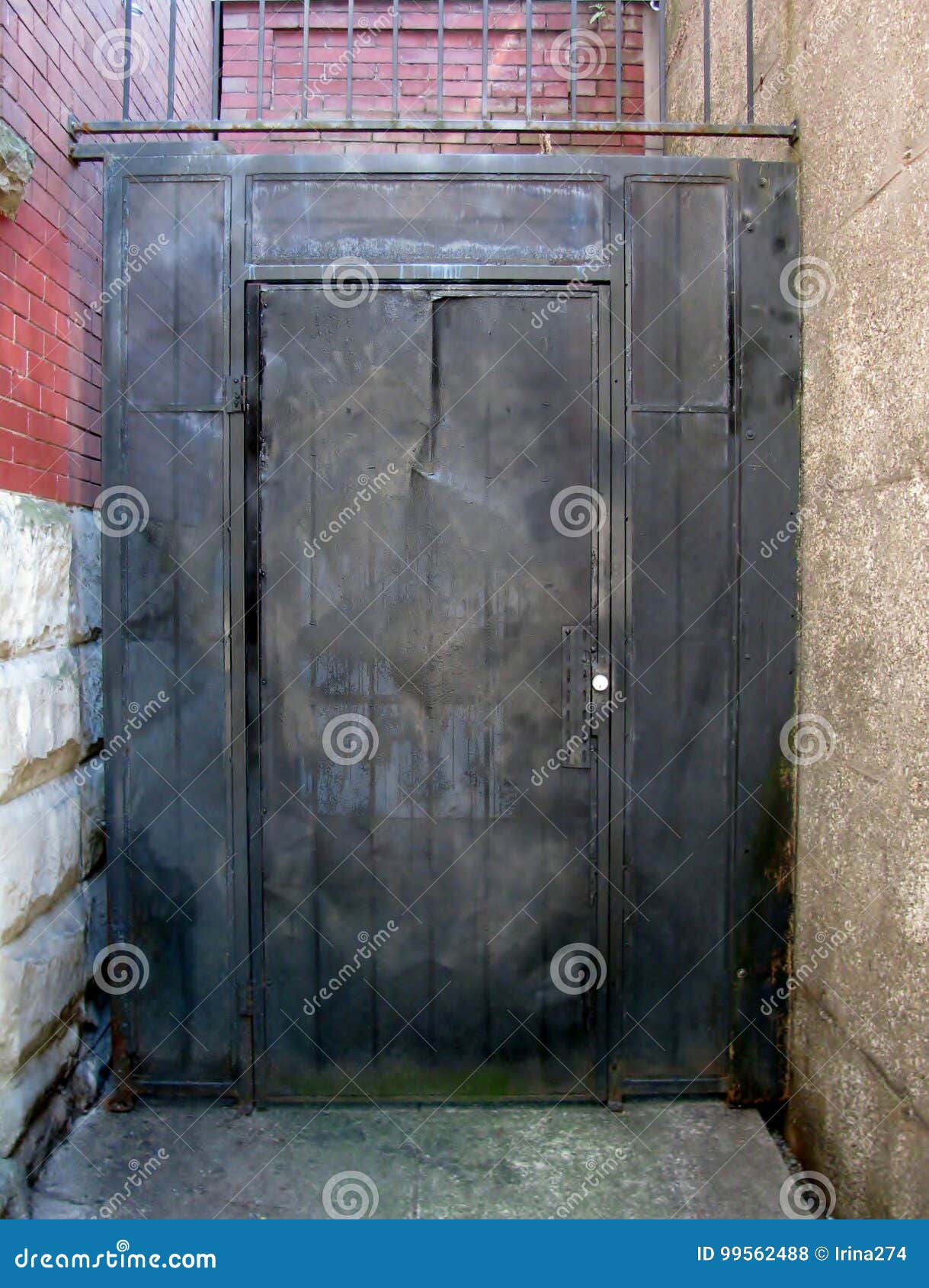 Back alley metal door. stock photo. Image of closed, city 99562488