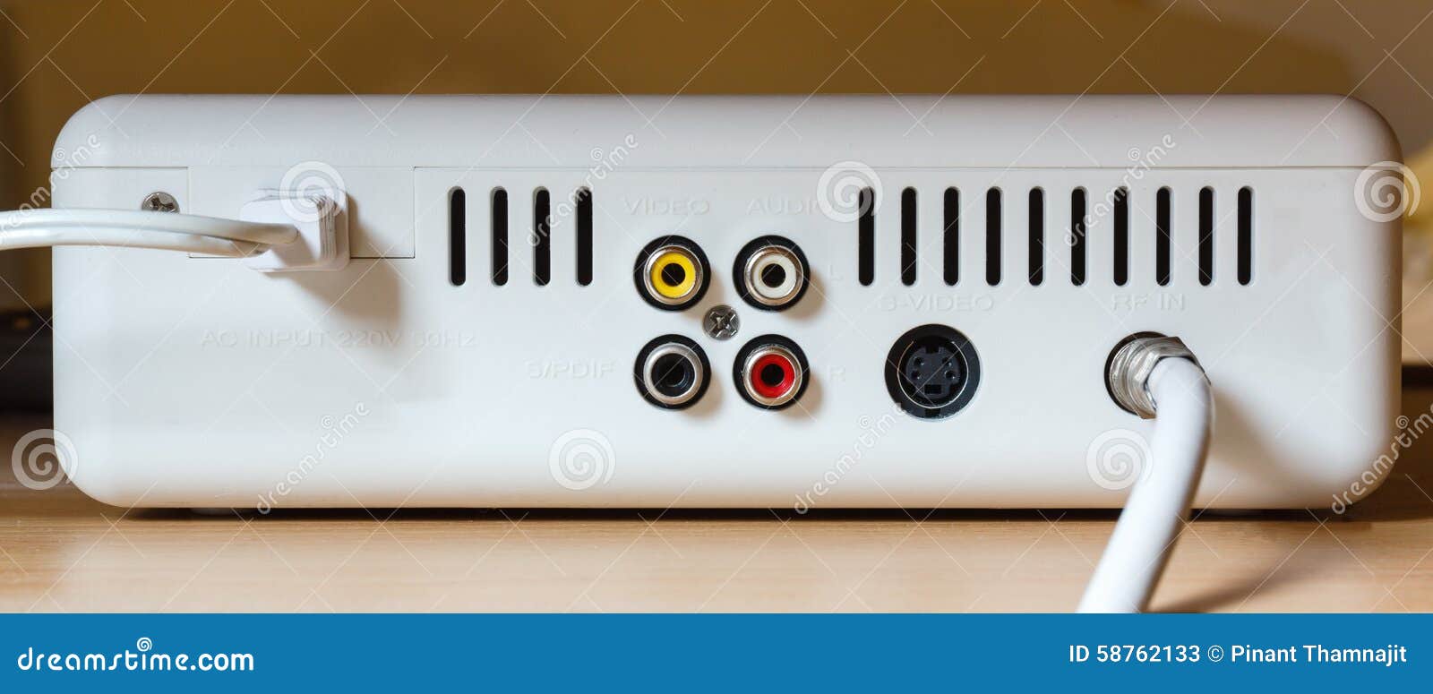 Back of cable box. stock image. Image of jack, input 58762133