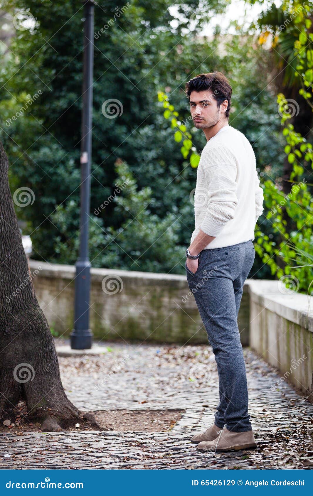 Back Fashion Young Man Standing And Posing Street In A Old Park Stock Image Image Of European Beard 65426129 How to pose as a model? dreamstime com