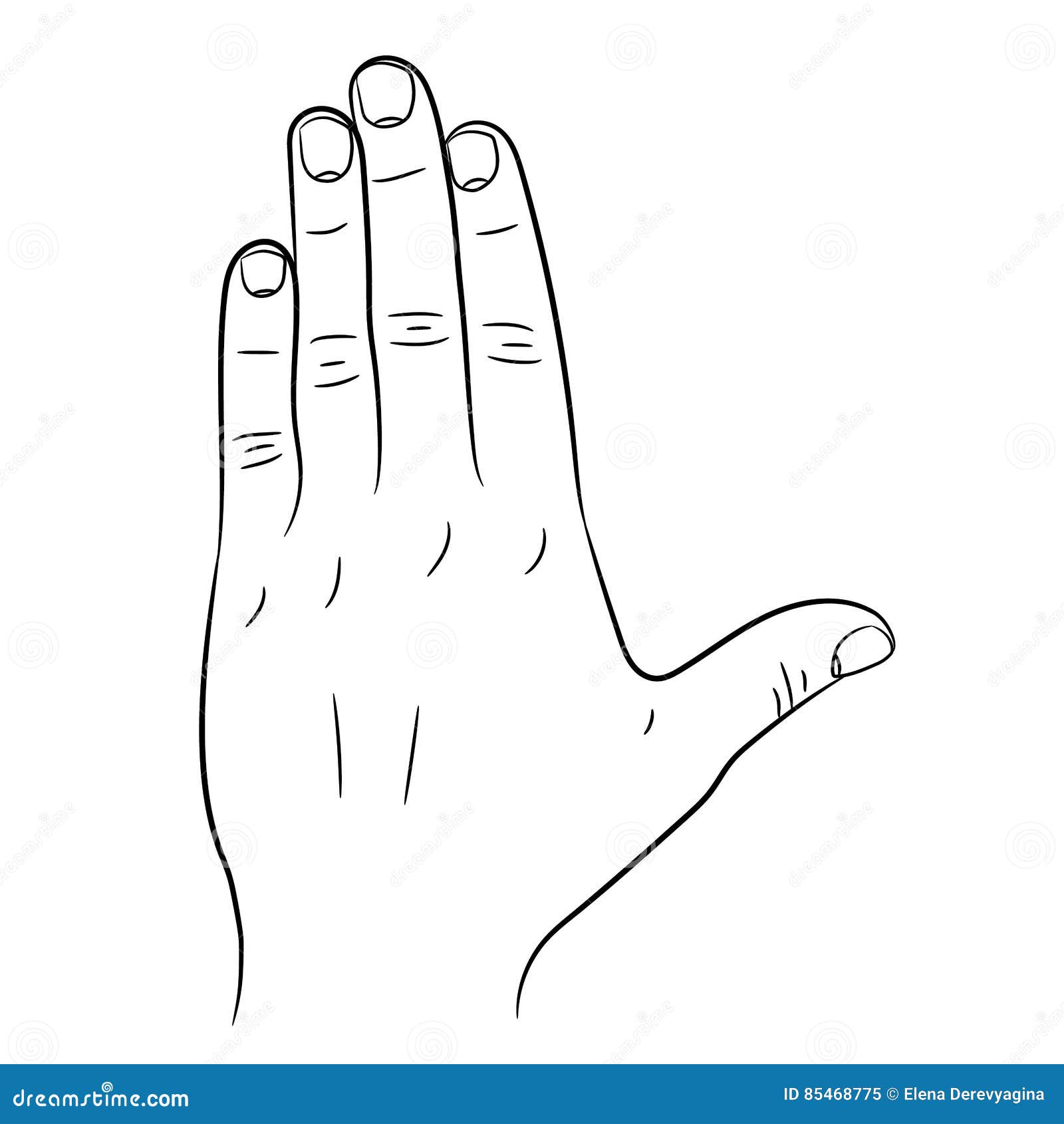 Back of the Hand with the Thumb Retracted Monochrome I Stock Illustration -  Illustration of icon, cartoon: 85468775
