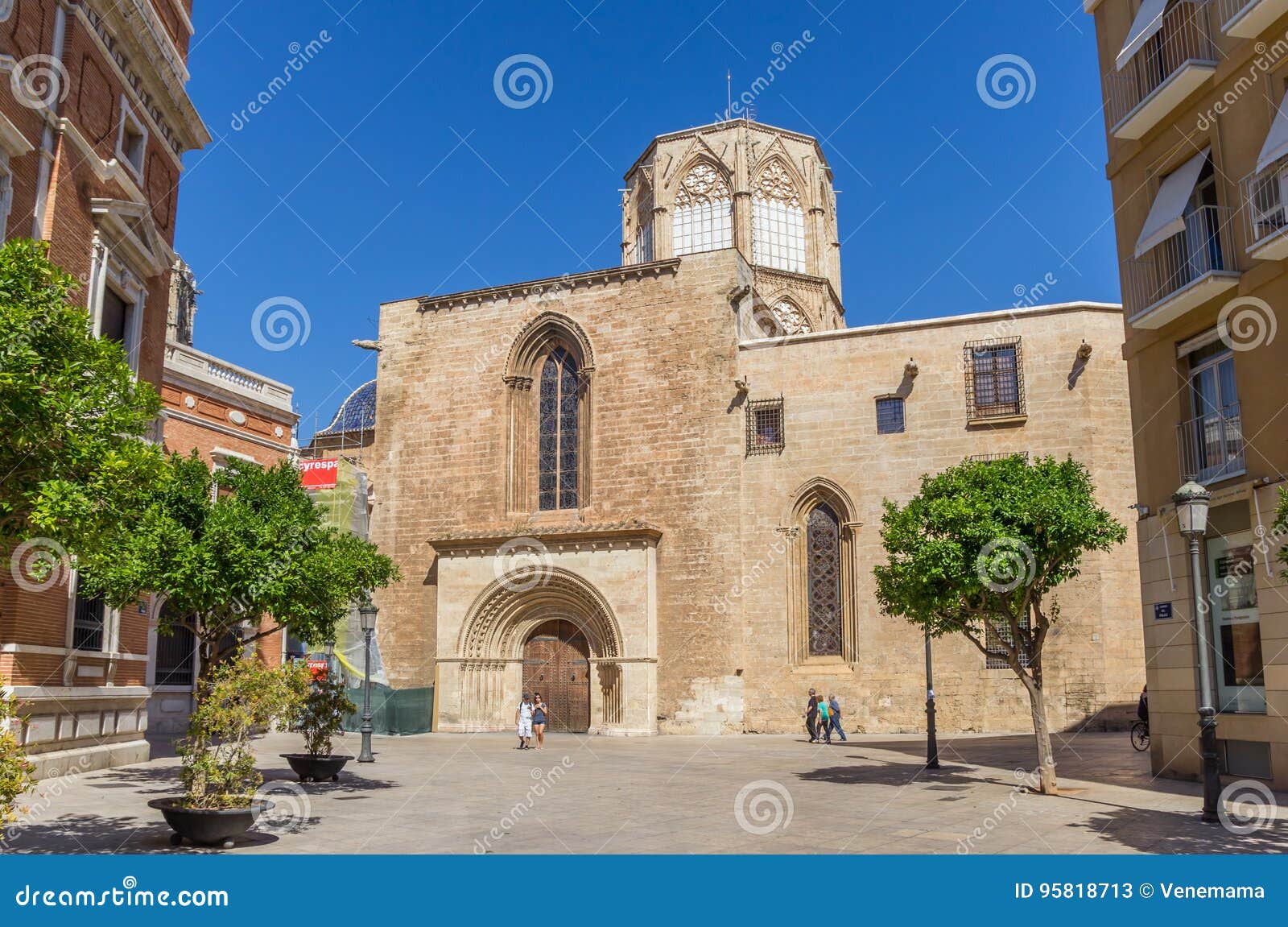 Back of the Historic Medieval Cathedral of Valencia Editorial Stock