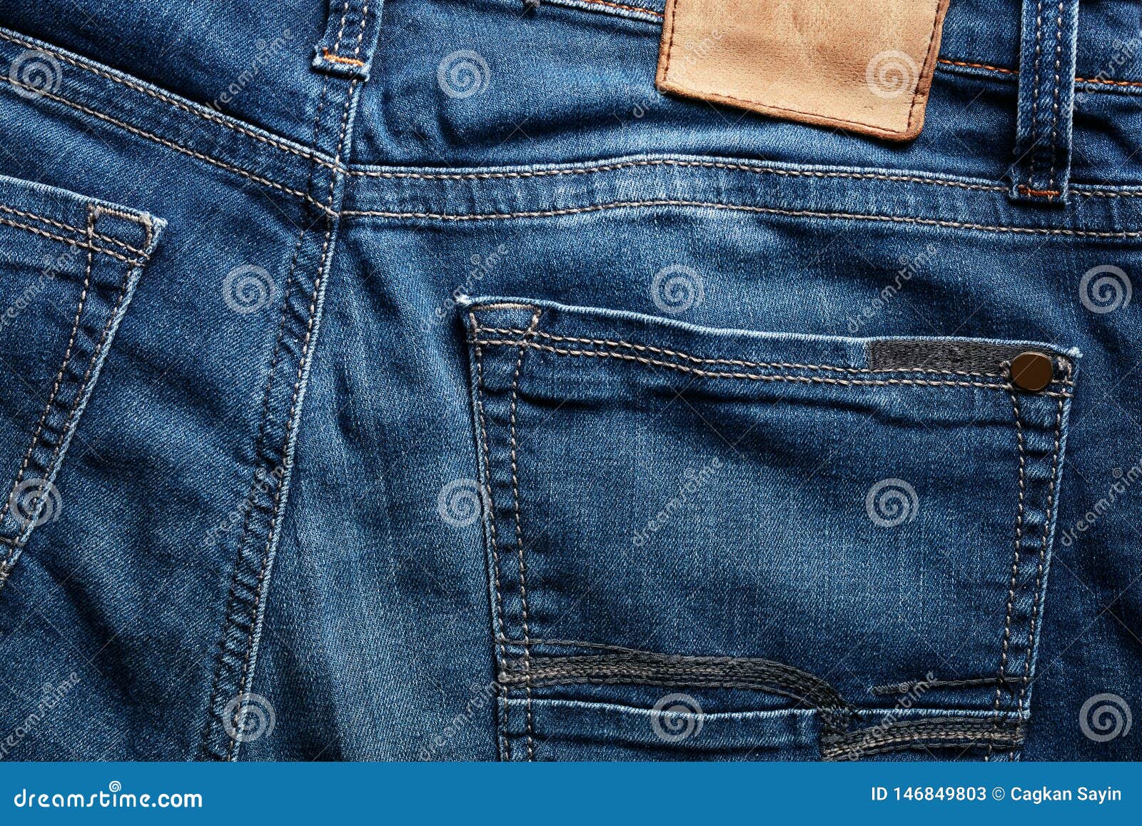 Back of an Indigo Color Blue Jean and Its Pocket Stock Image - Image of ...