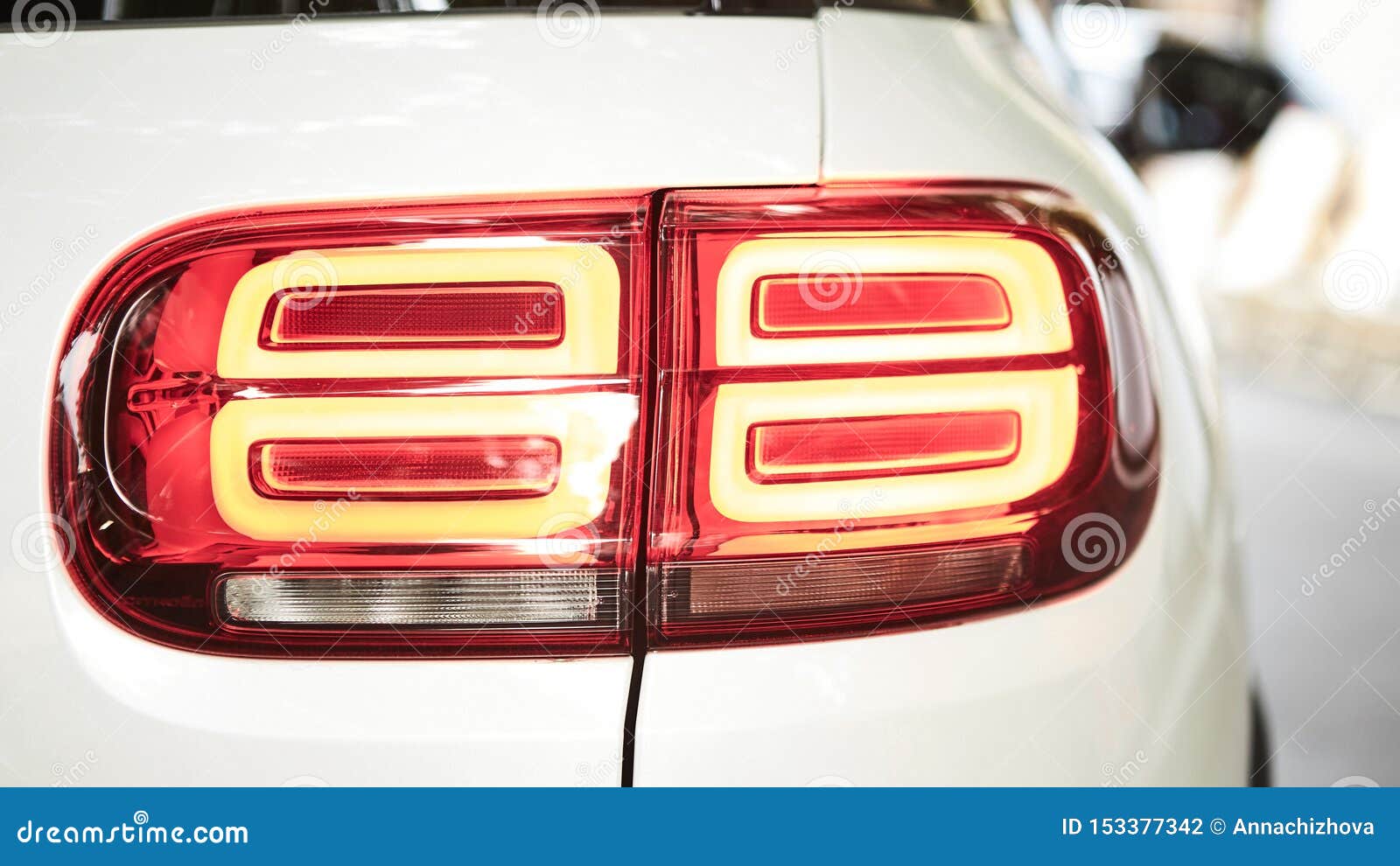 Back Lights of White Car. while Flaming Red Stock Photo Image of