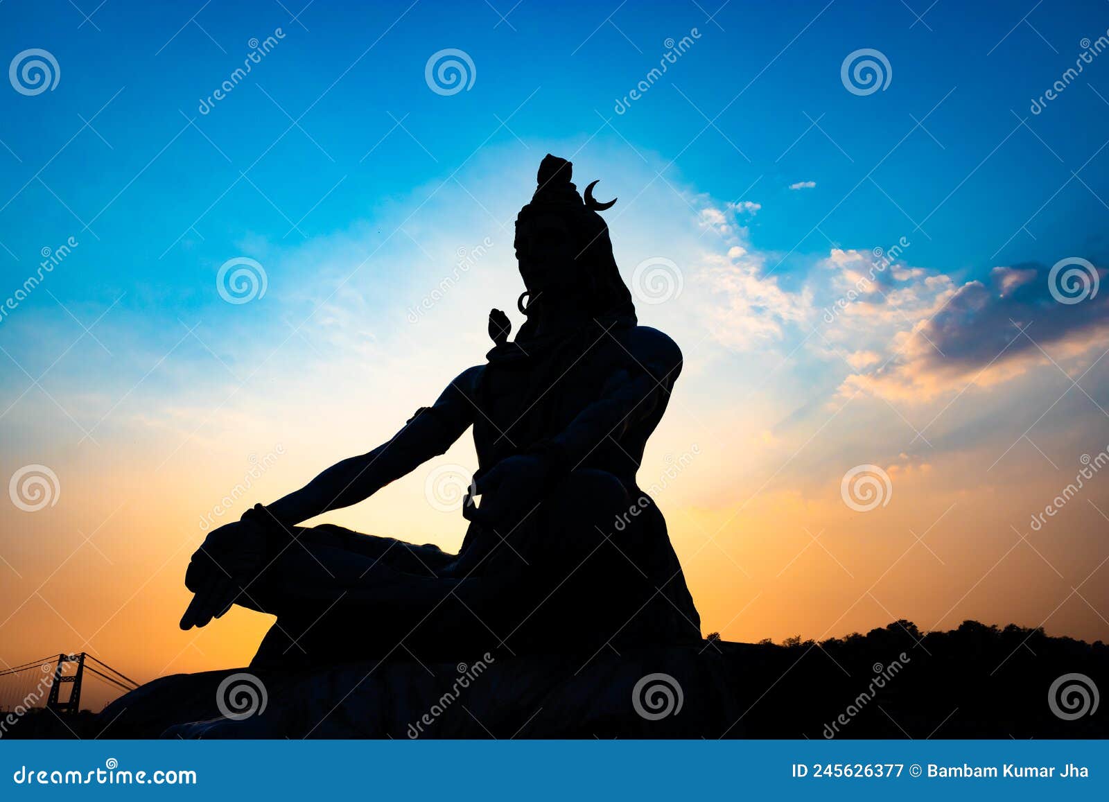 Back Lit Statue of Hindu God Lord Shiva in Meditation Posture with ...
