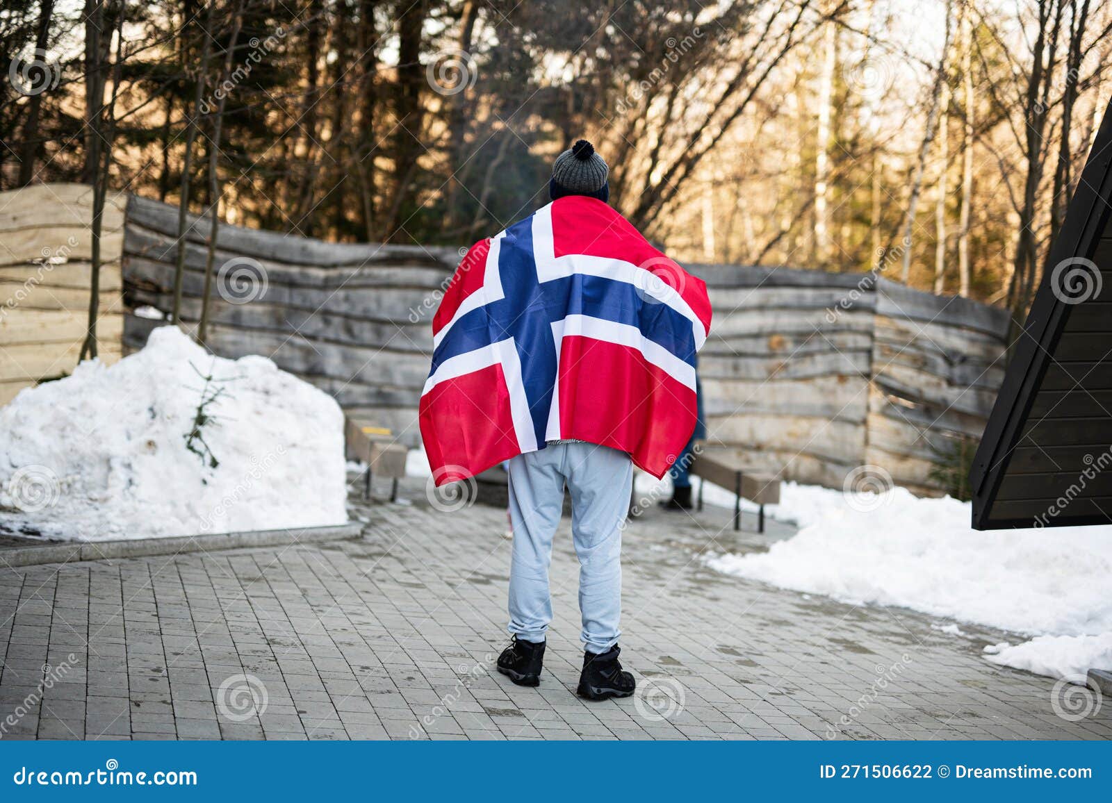 Back of Man Holding Norway Flag. Scandinavian Culture, Norwegian People ...
