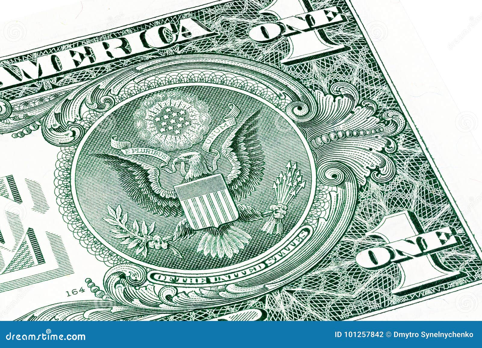 Back Of One Dollar Bill Stacked Macro Photo Stock Photo Image