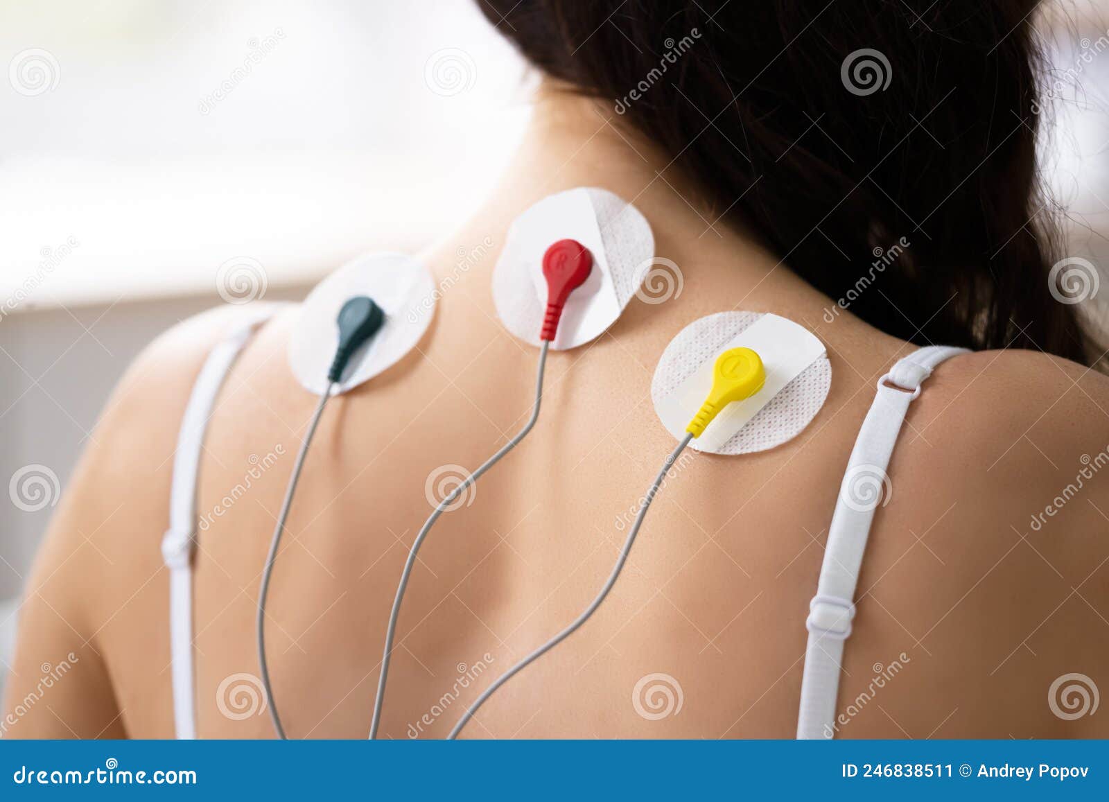 Back Pain Electrode Stimulation and Training Stock Image Image of