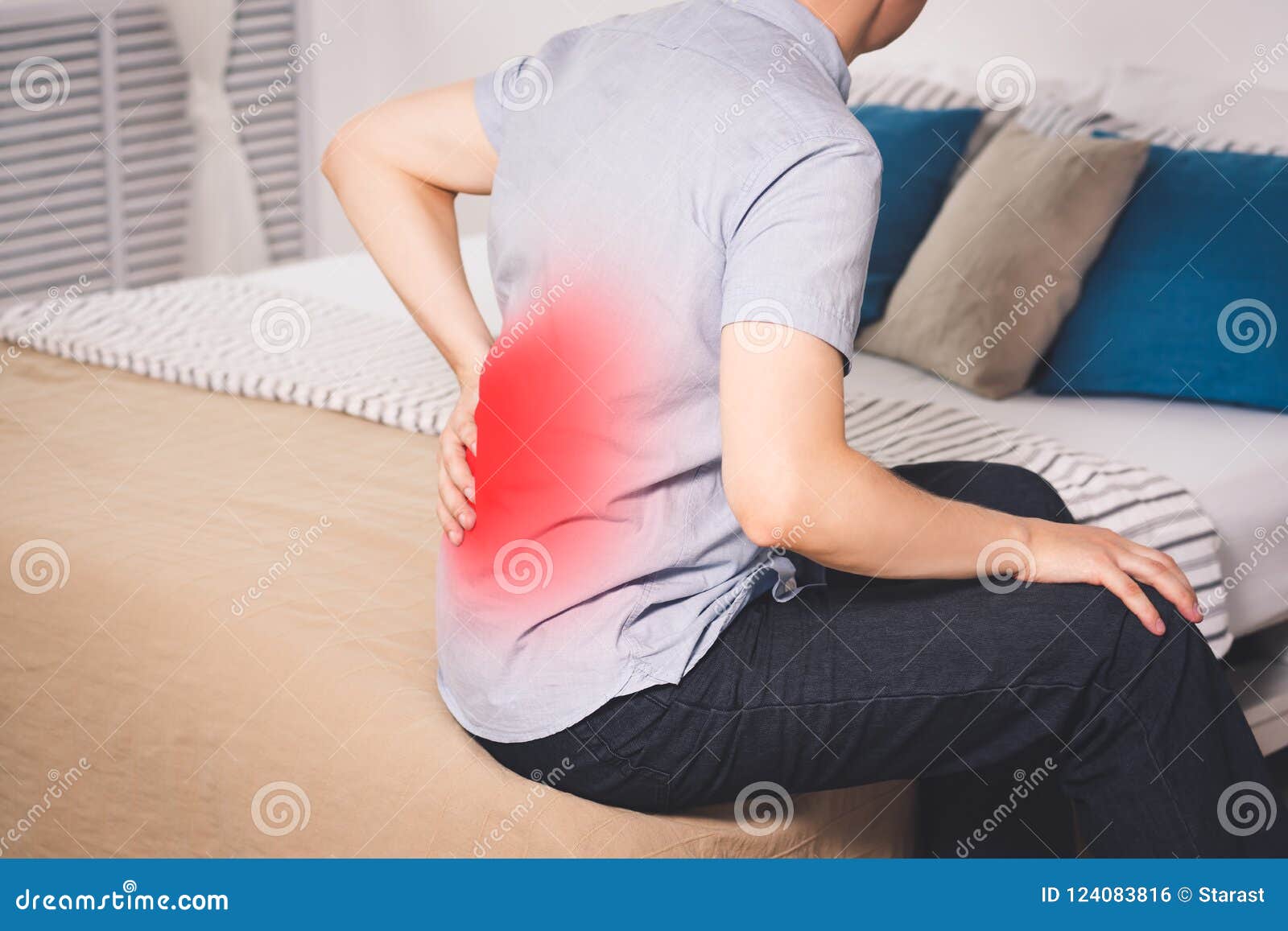 Back Pain Kidney Inflammation Man Suffering From Backache At Home