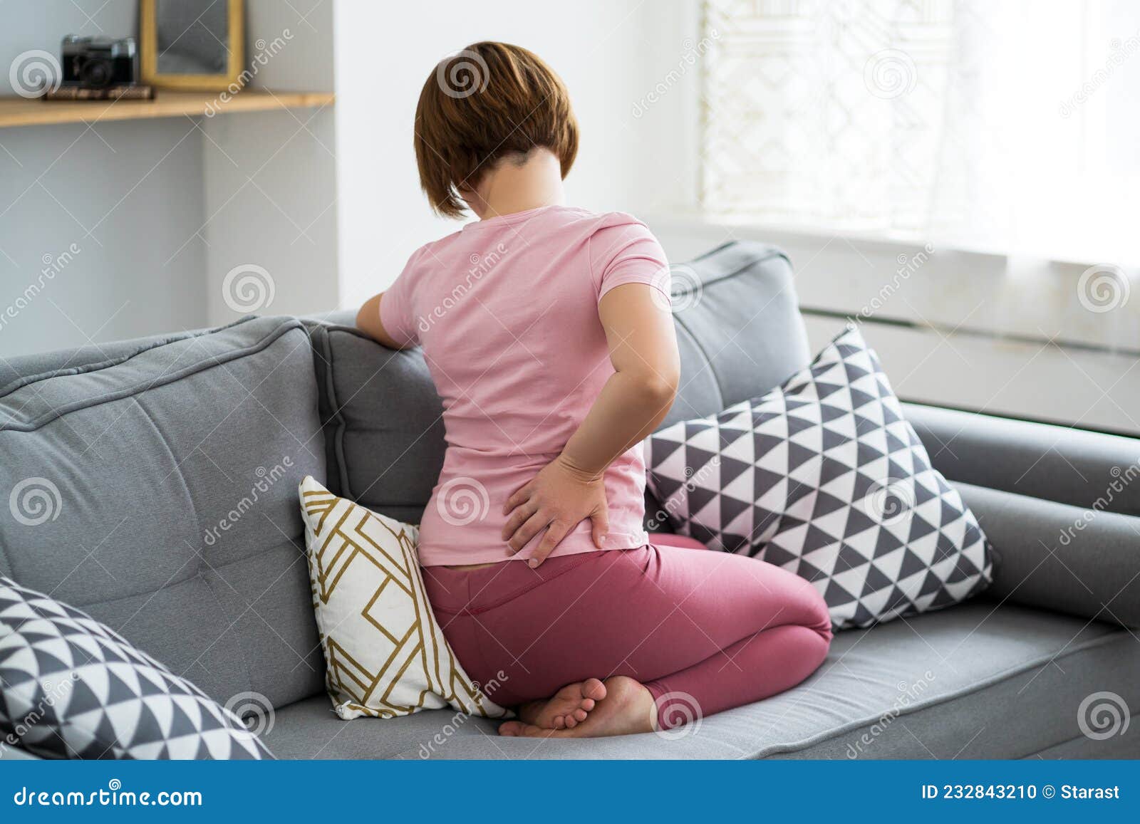 Back Pain Kidney Inflammation Woman Suffering From Backache At Home