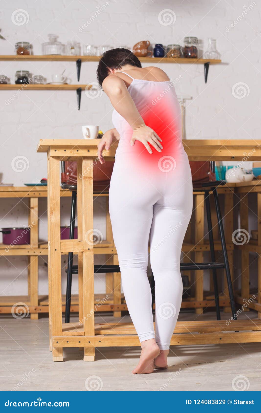 Back Pain Kidney Inflammation Woman Suffering From Backache At Home