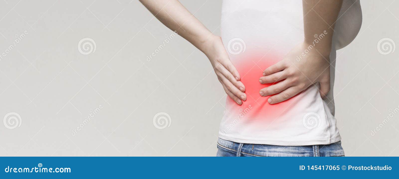 Kidney Inflammation Woman Suffering From Acute Backache Stock Image