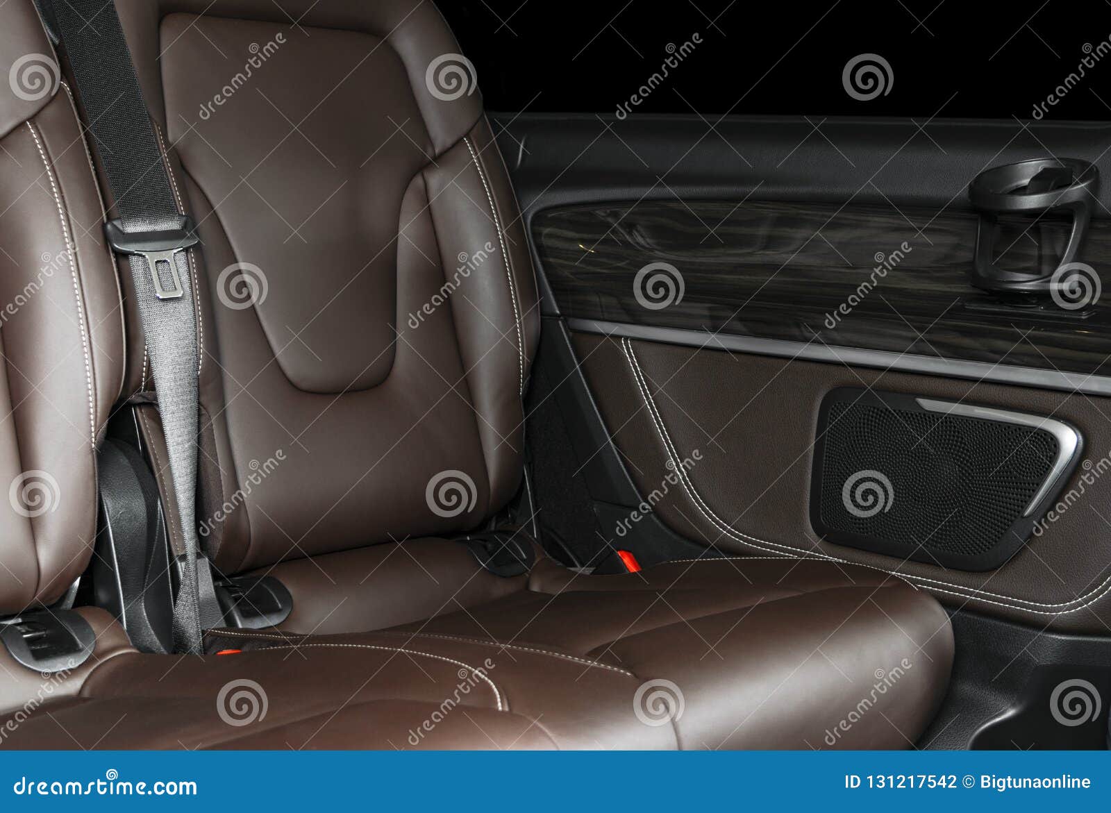 Back Passenger Seats In Modern Luxury Car Frontal View