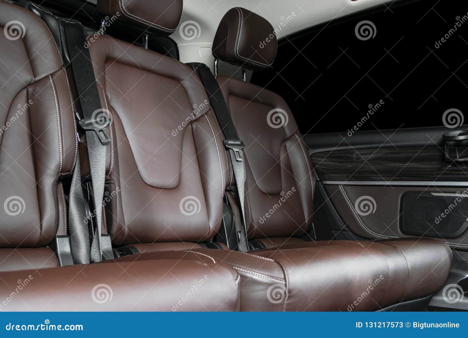 Back Passenger Seats In Modern Luxury Car Frontal View