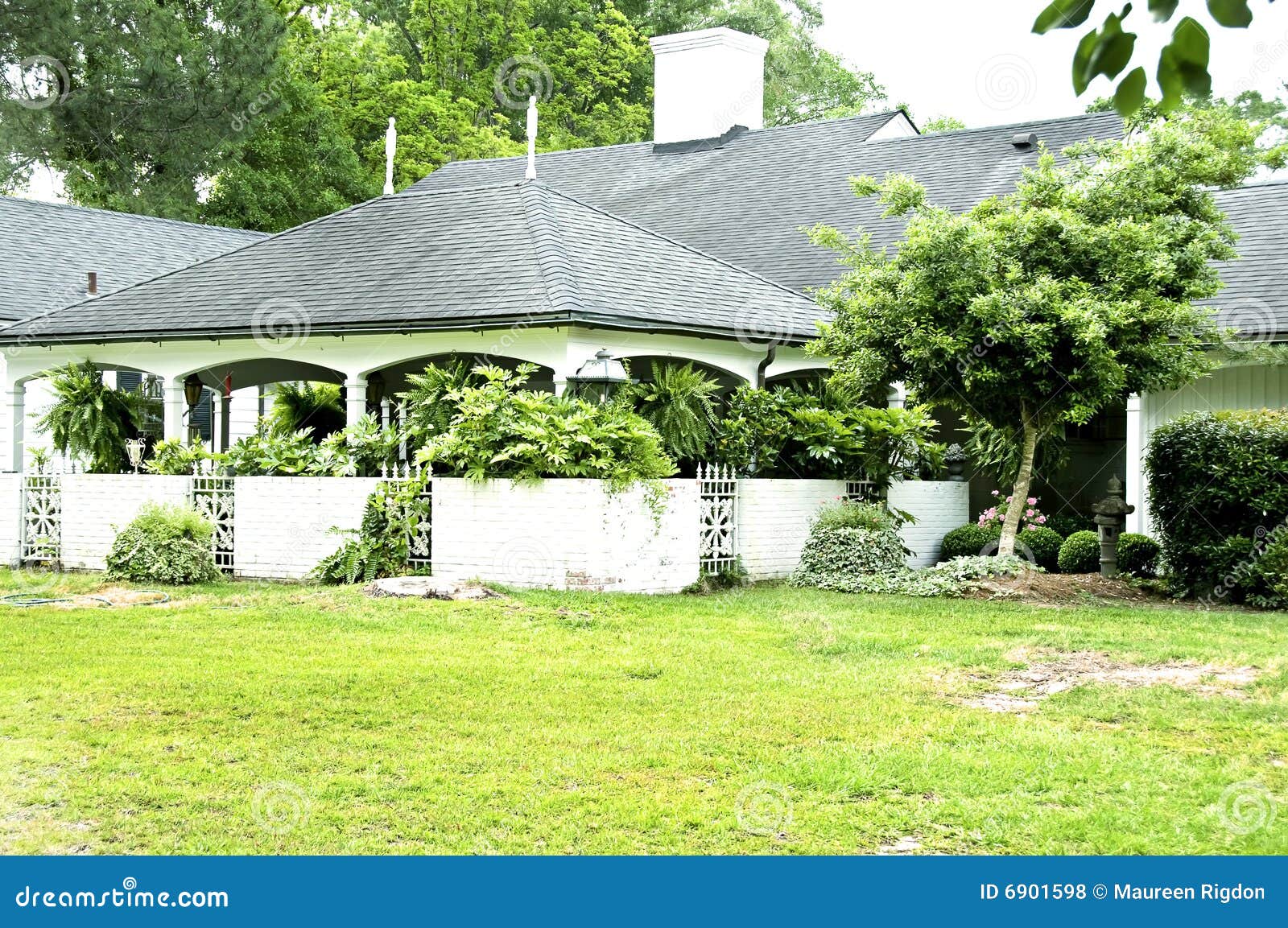 Back Porch and Garden stock photo. Image of shady, clouds 6901598