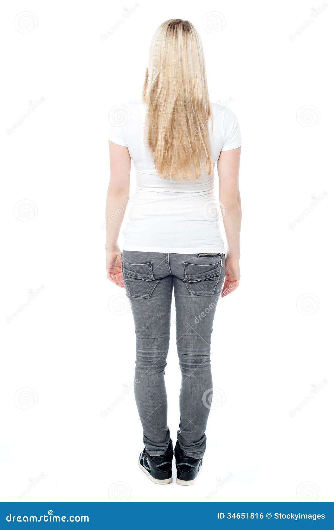 Back Pose Of Casual Young Female Stock Photo - Image of 
