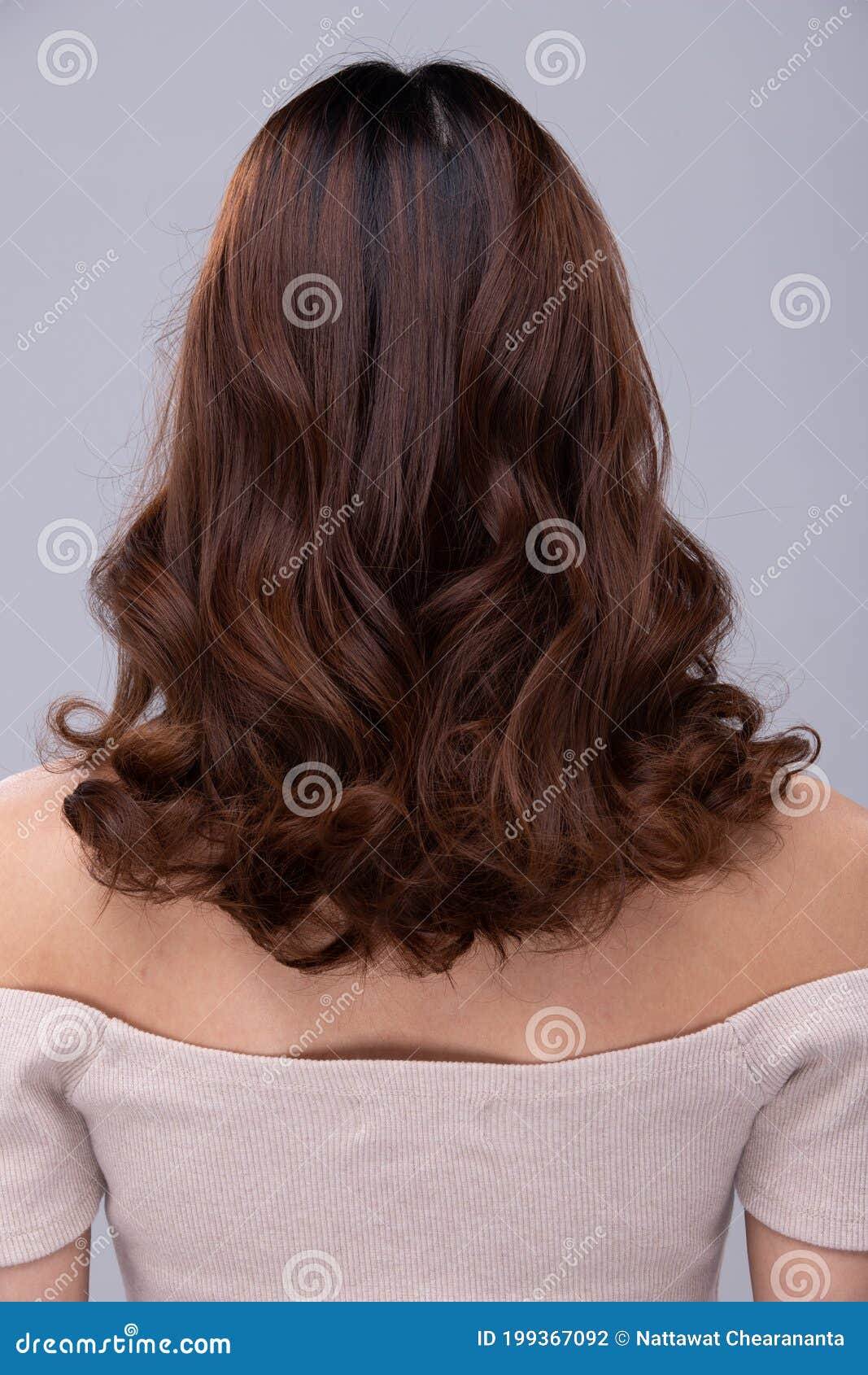 Back Rear Side View of Asian People Present Hair Style of Brown Curl Stock  Photo - Image of beautiful, curl: 199367092