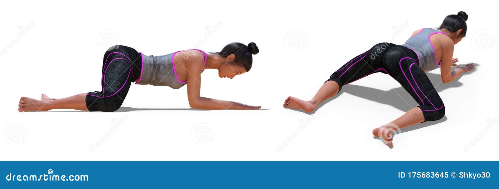 Back And Right Profile Poses Of A Virtual Woman In Yoga Frog Pose Back And Right Profile Poses Of A Virtual Woman In Yoga Frog Pose