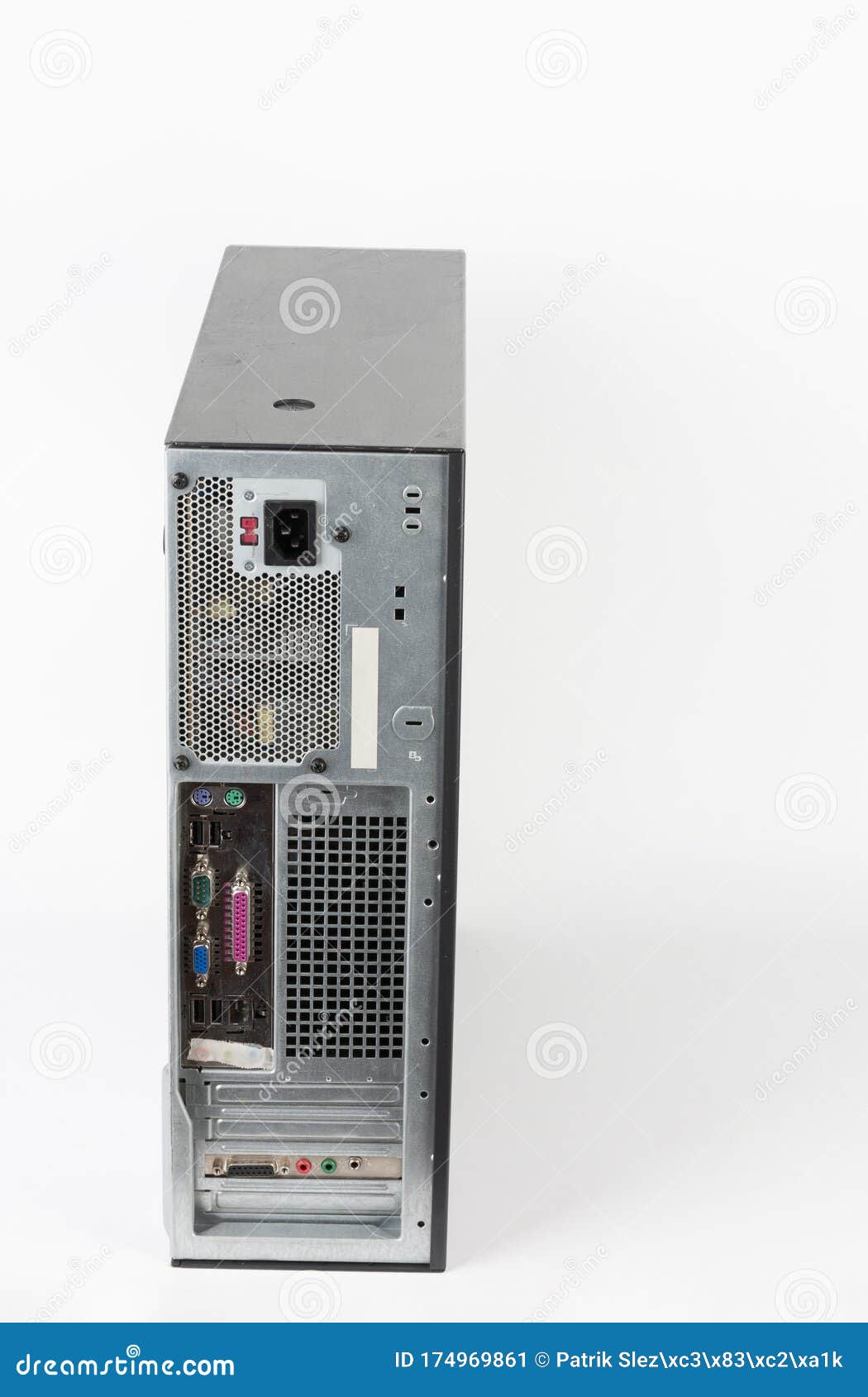 Back Side Of Desktop Pc Tower Computer Case On White Background Stock Image Image Of Input Computer 174969861