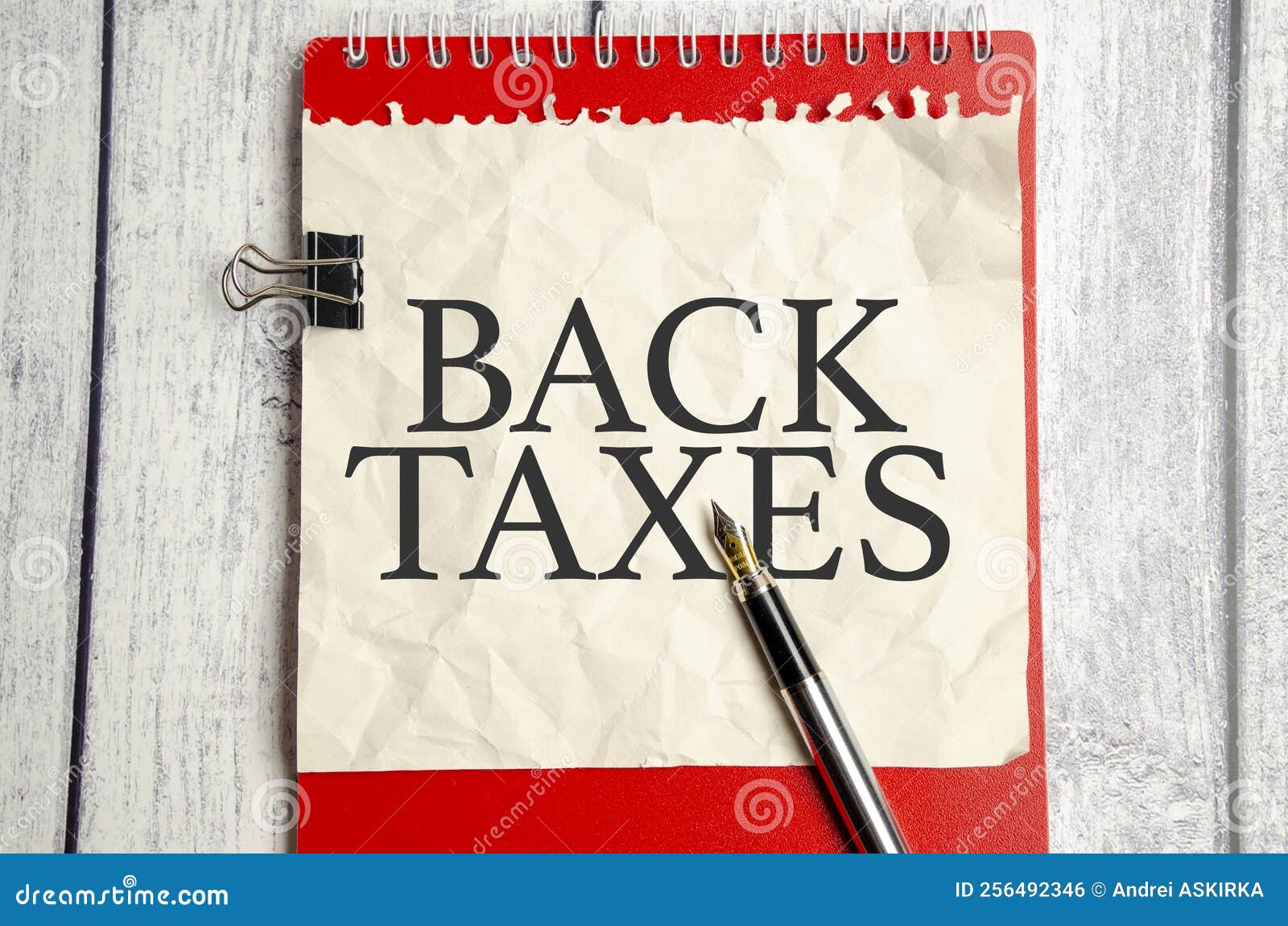 BACK TAXES WORDS on Paper Tablet and Charts Stock Photo Image of form, plan 256492346