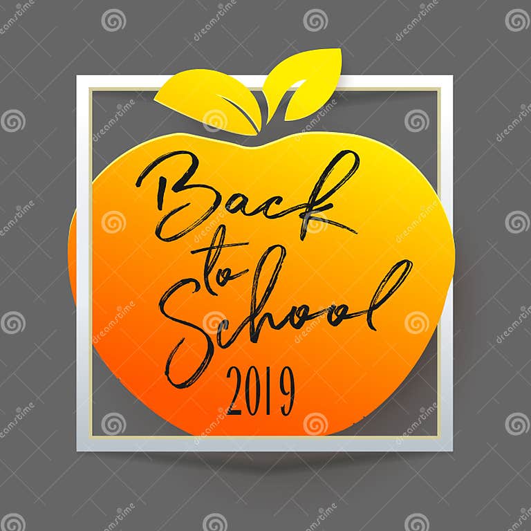 Back To School on Apple Symbol in Paper Stock Vector Illustration of