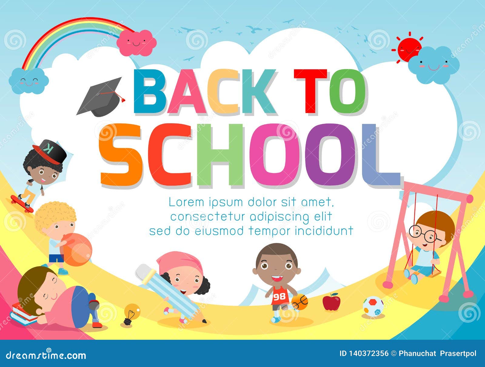 Back To School Banner Background Welcome Back To School Cute School Kids Education Concept Template For Advertising Brochure Stock Vector Illustration Of Alphabet Banner